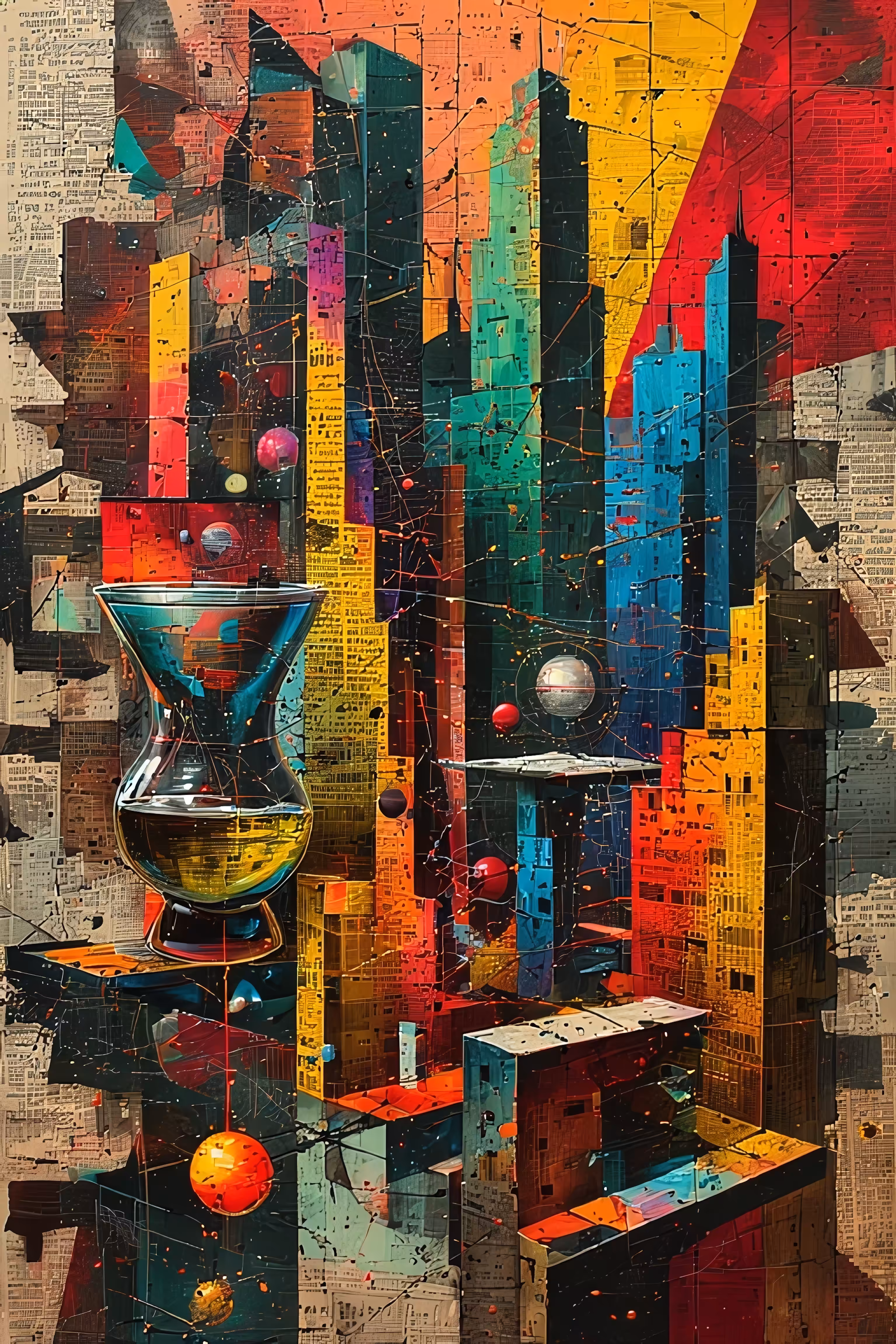 Neon Metropolis: Digital Collage Symphony