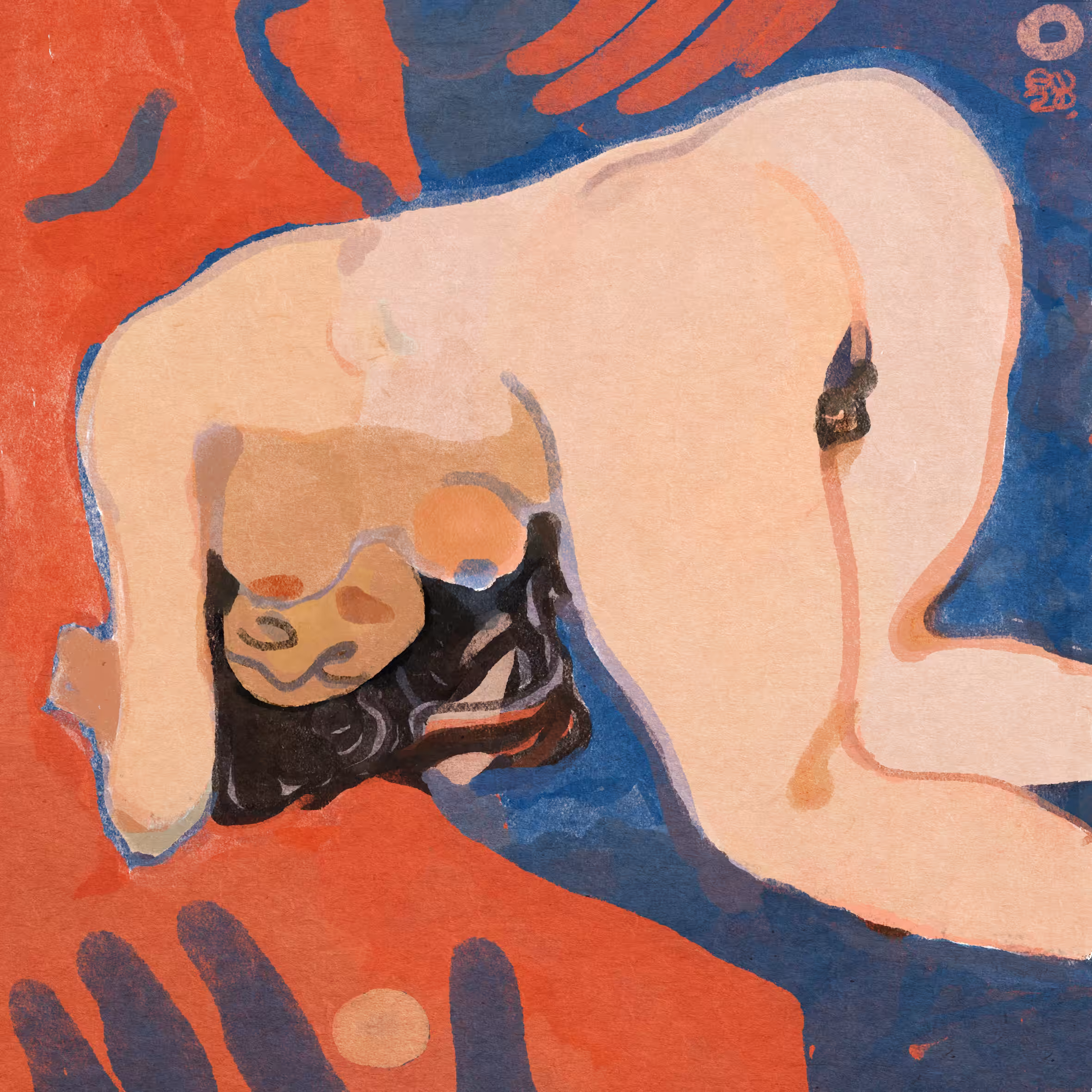 Female Nude Bending Down on Knees and Elbows