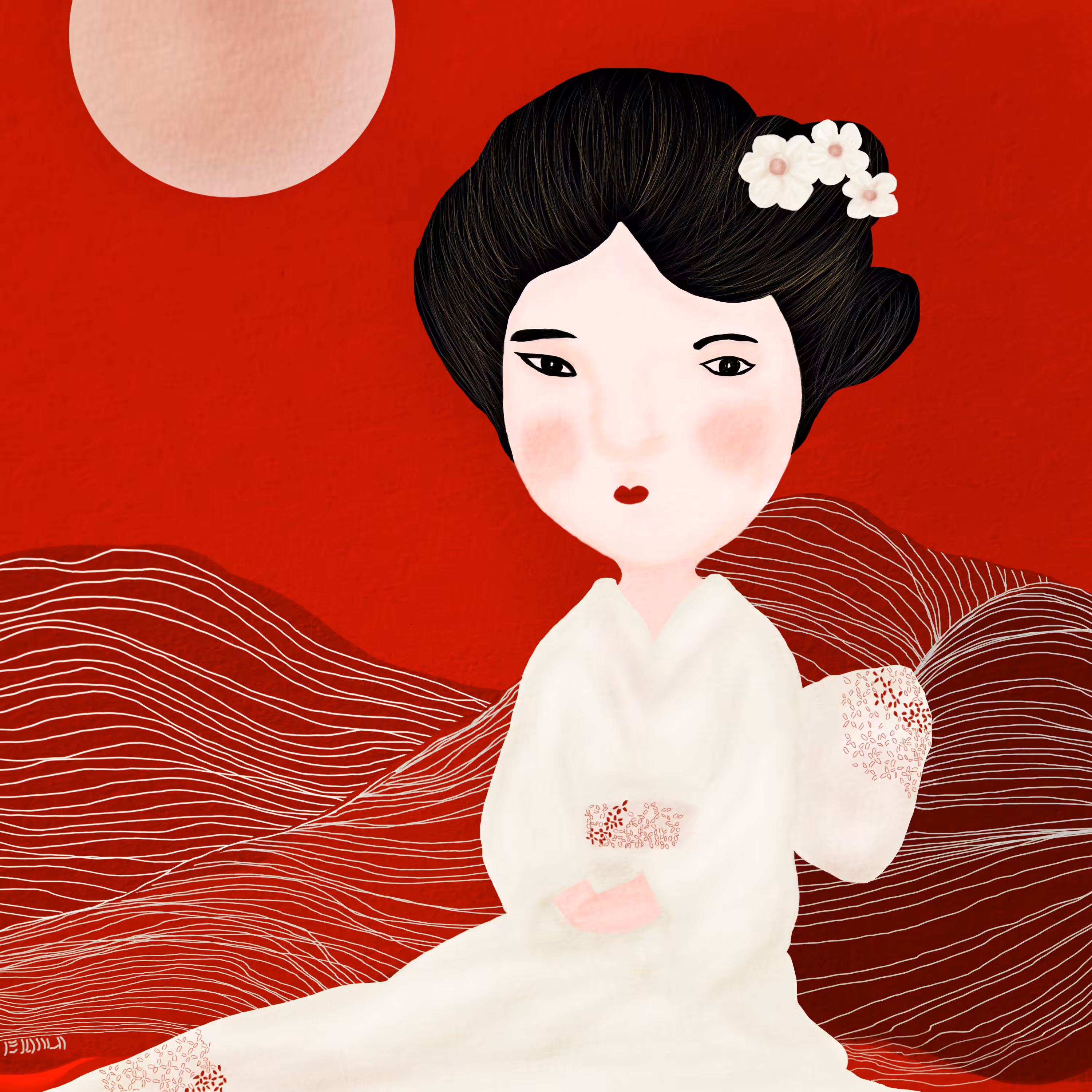 Rabbit girl in white kimono