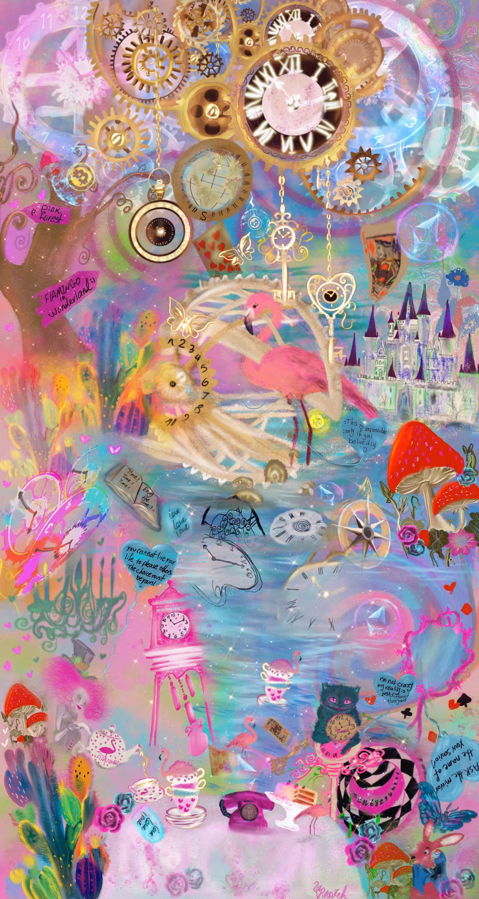 FLAMINGO IN WONDERLAND: Pink watch🩷