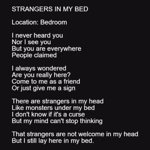 STRANGERS IN MY BED
...