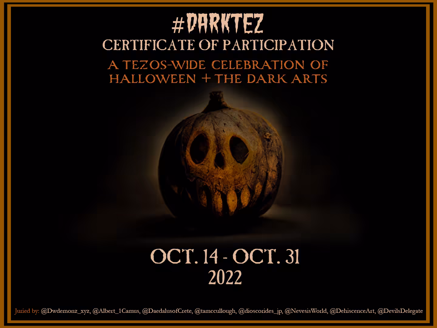 DarkTez 2022 Oct. 14-31