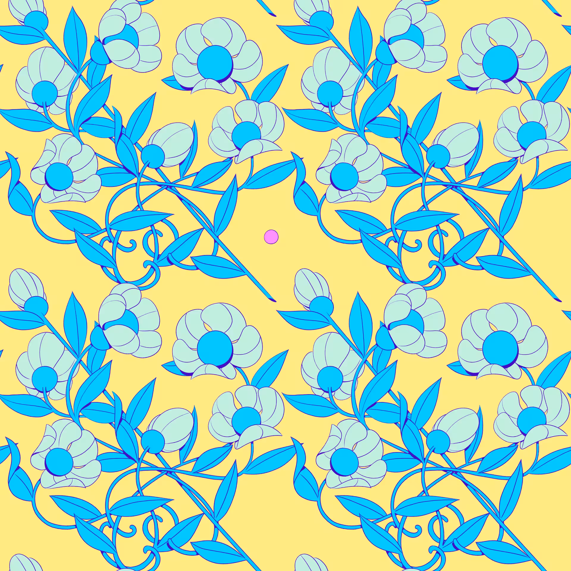 Floral - Blue and Yellow