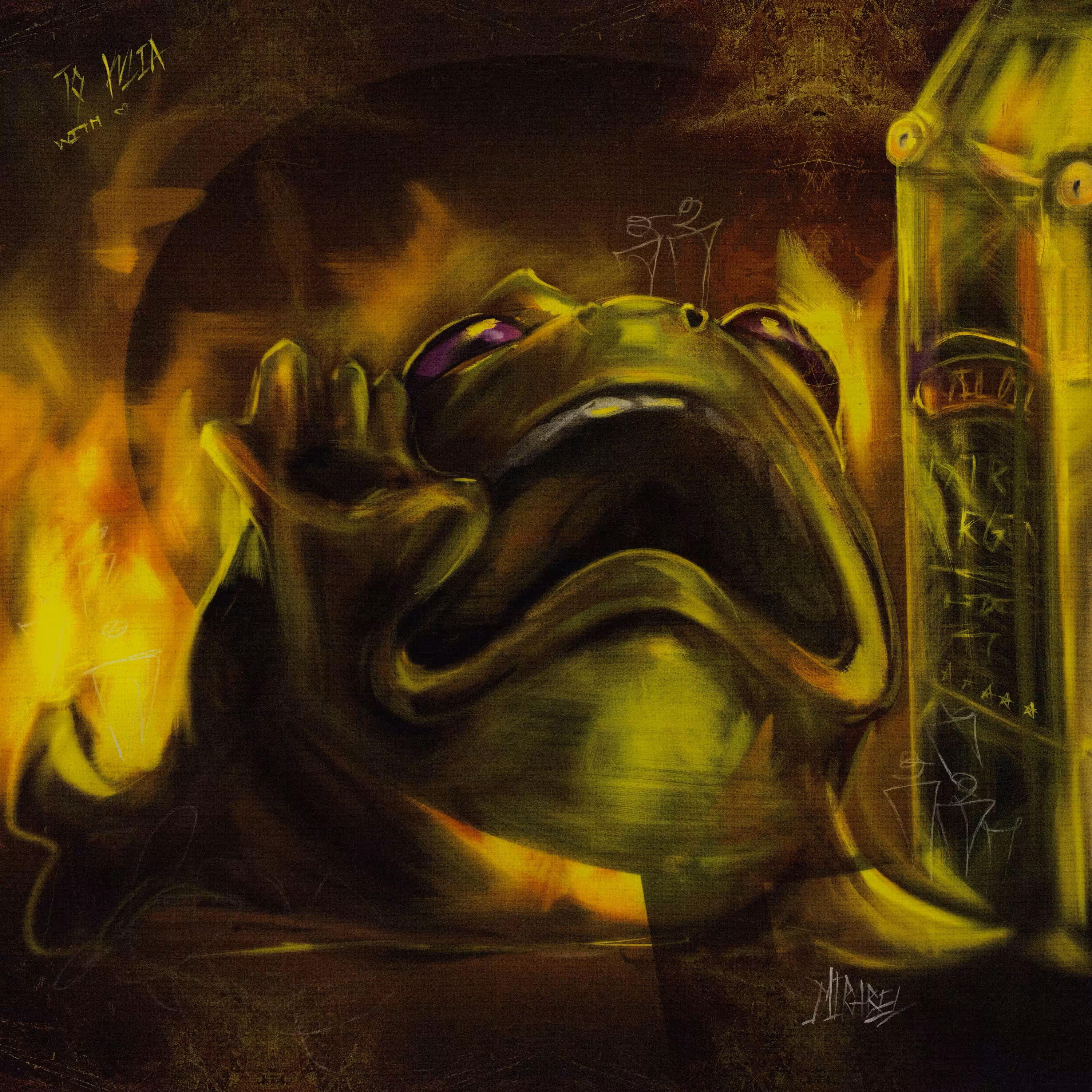 The deafening scream of a frogfish next to a bottle of olive oil