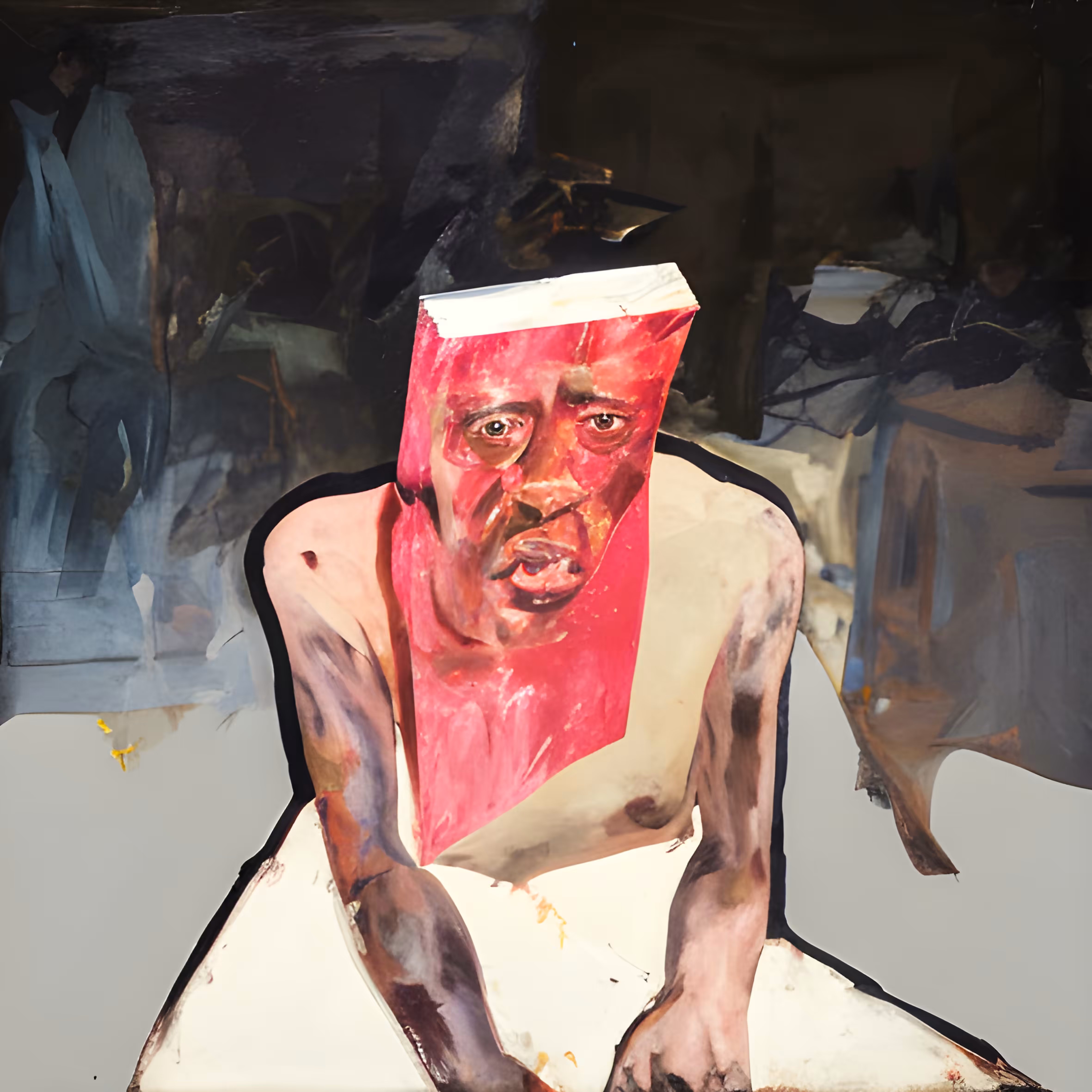 figurative painting: Red Bag