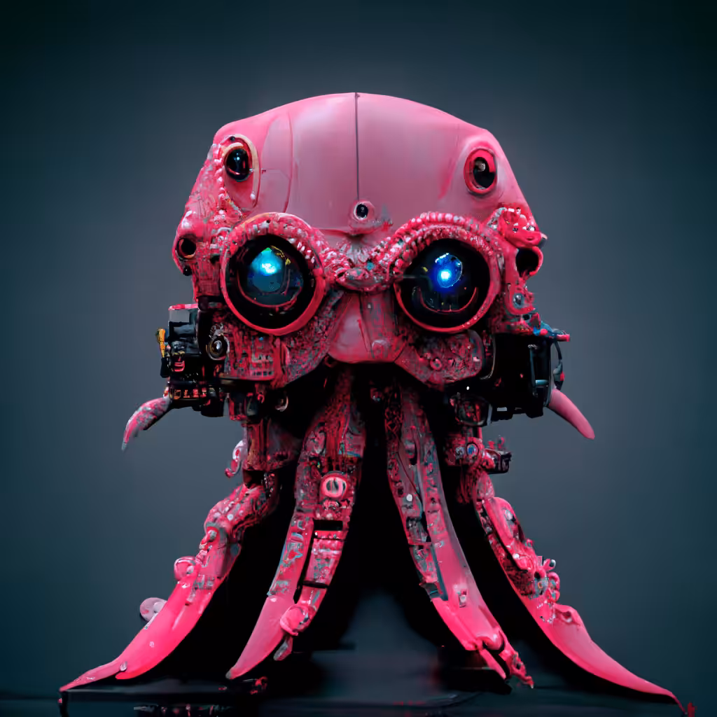 Cyberpunk journey: Cute pinkie octopus