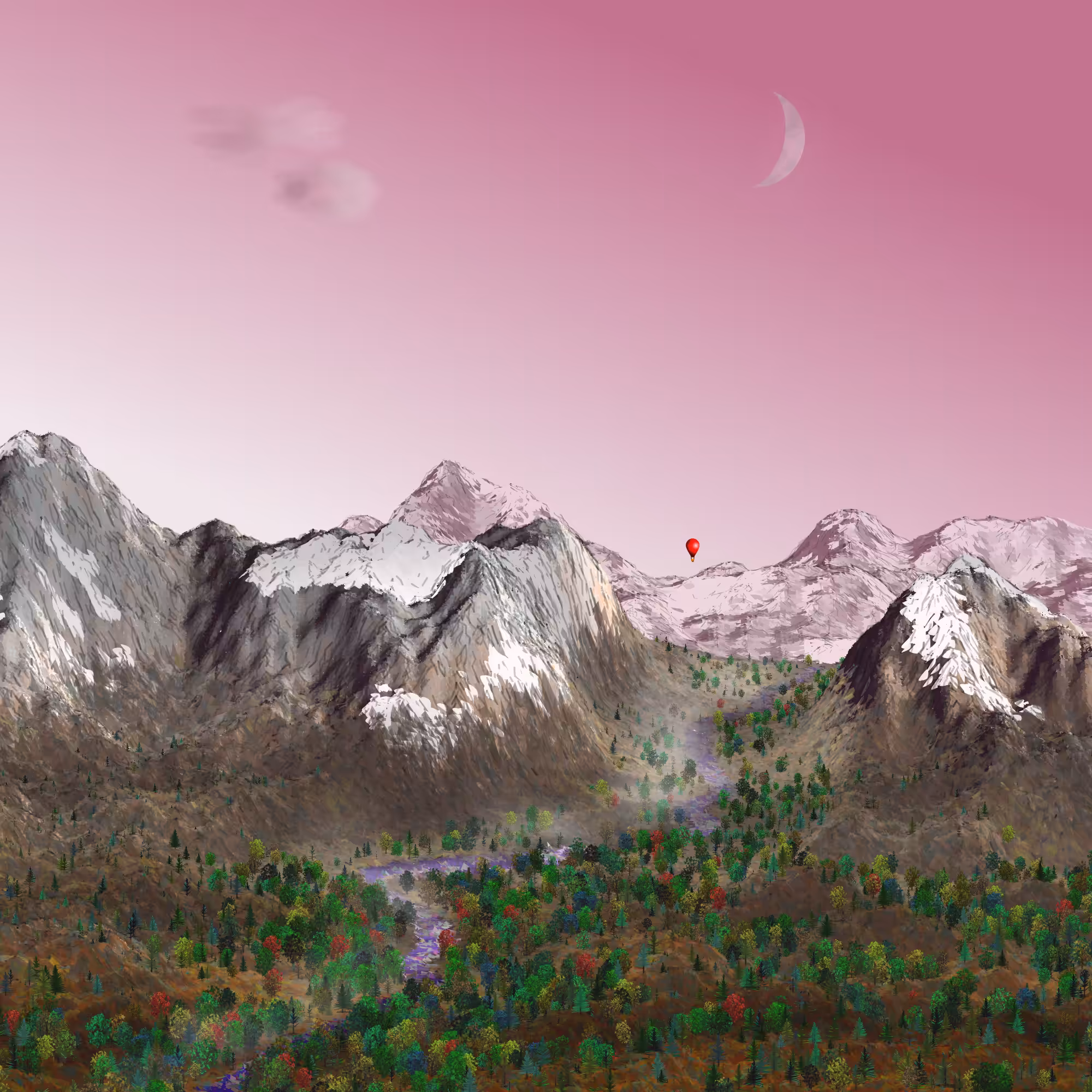 Expedition, morning moon, WIP