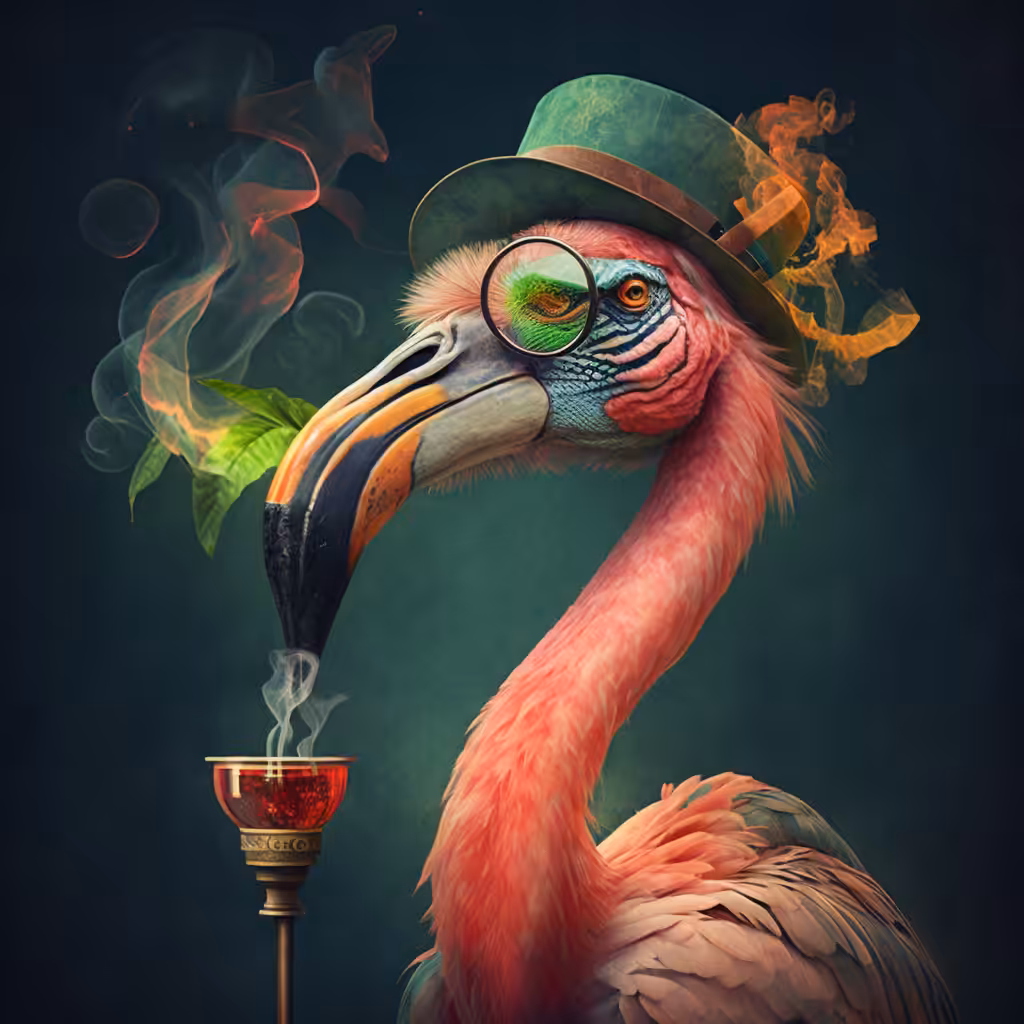 Psychedelic Art: Rasta Flamingo