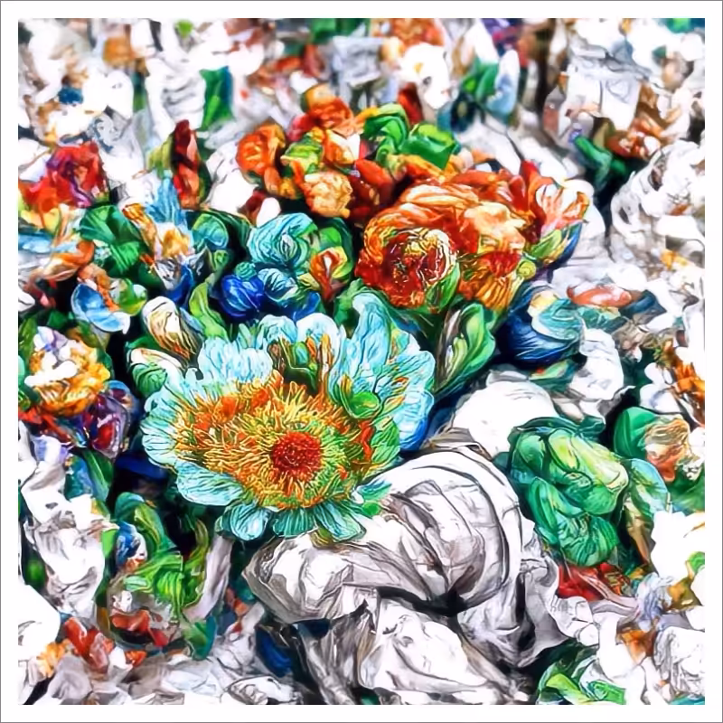 Flowers on Grey Linen