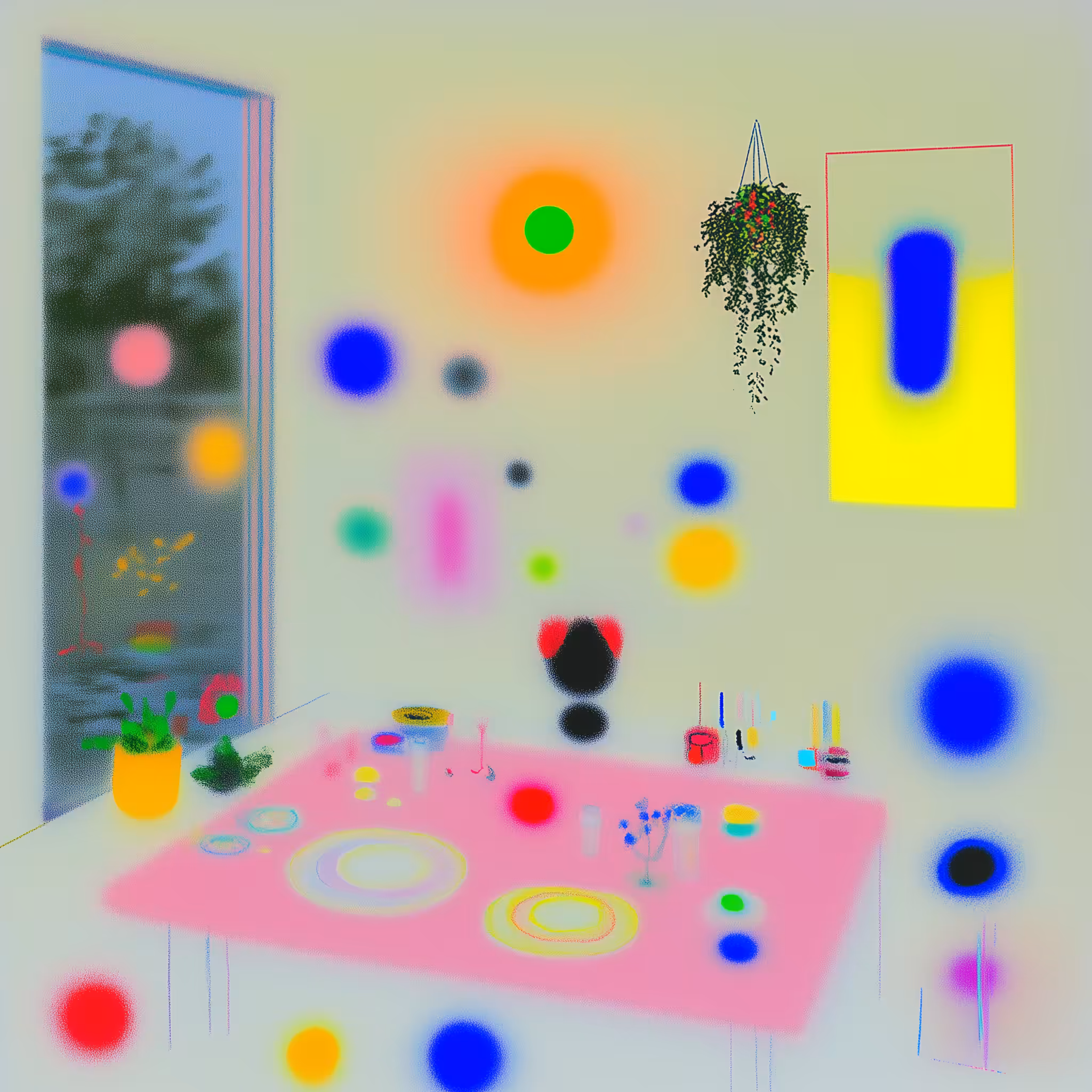 room filled with silent ghosts of colors