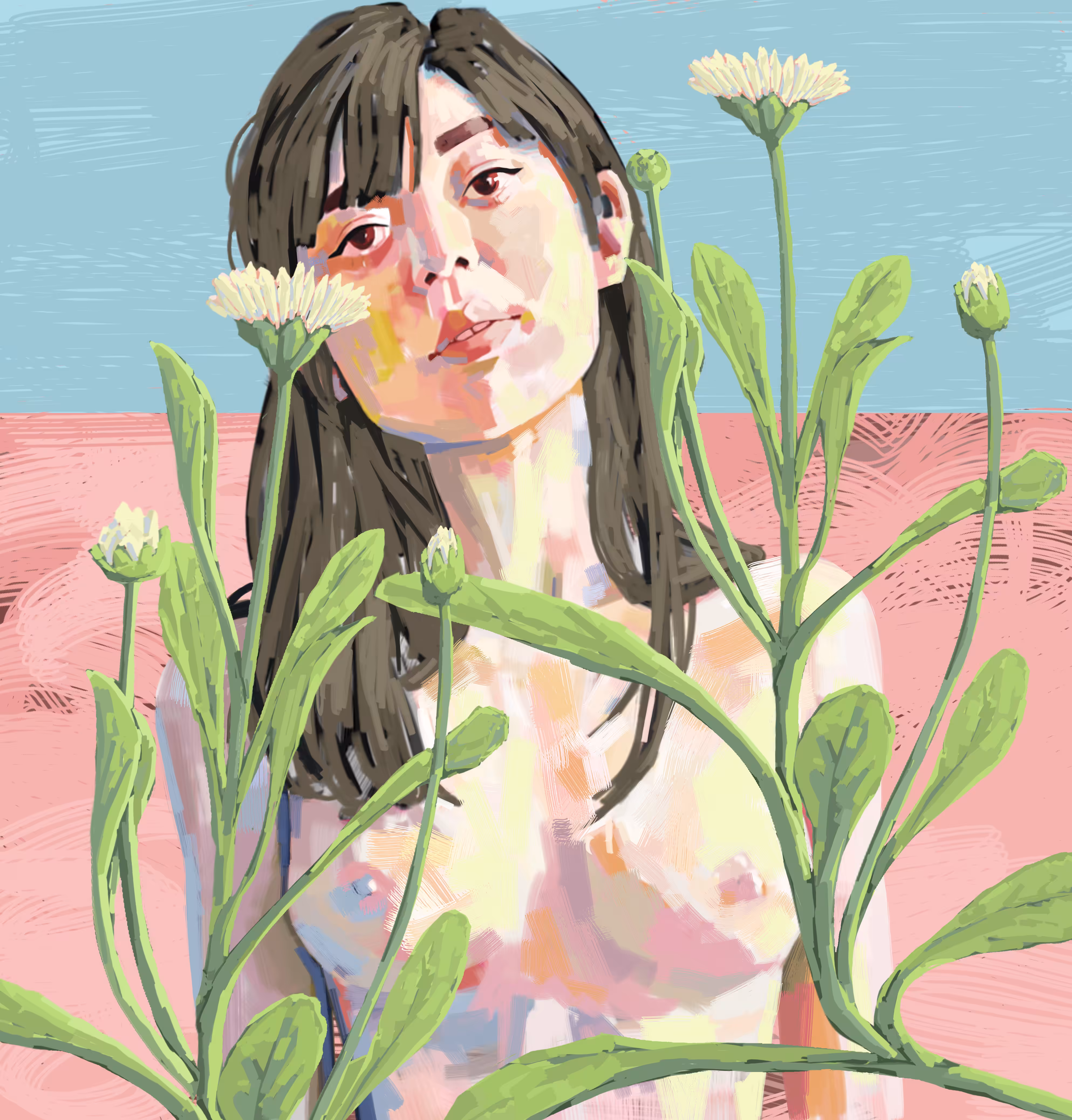 Woman Among The Flowers