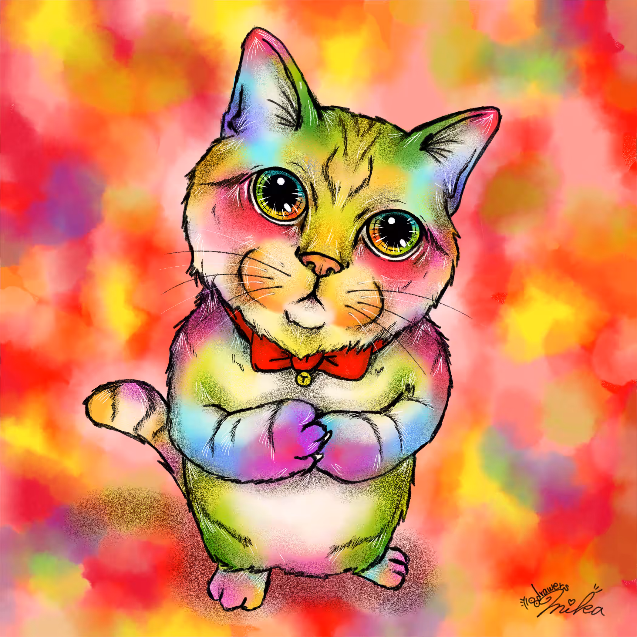 Begging Cat - RED -