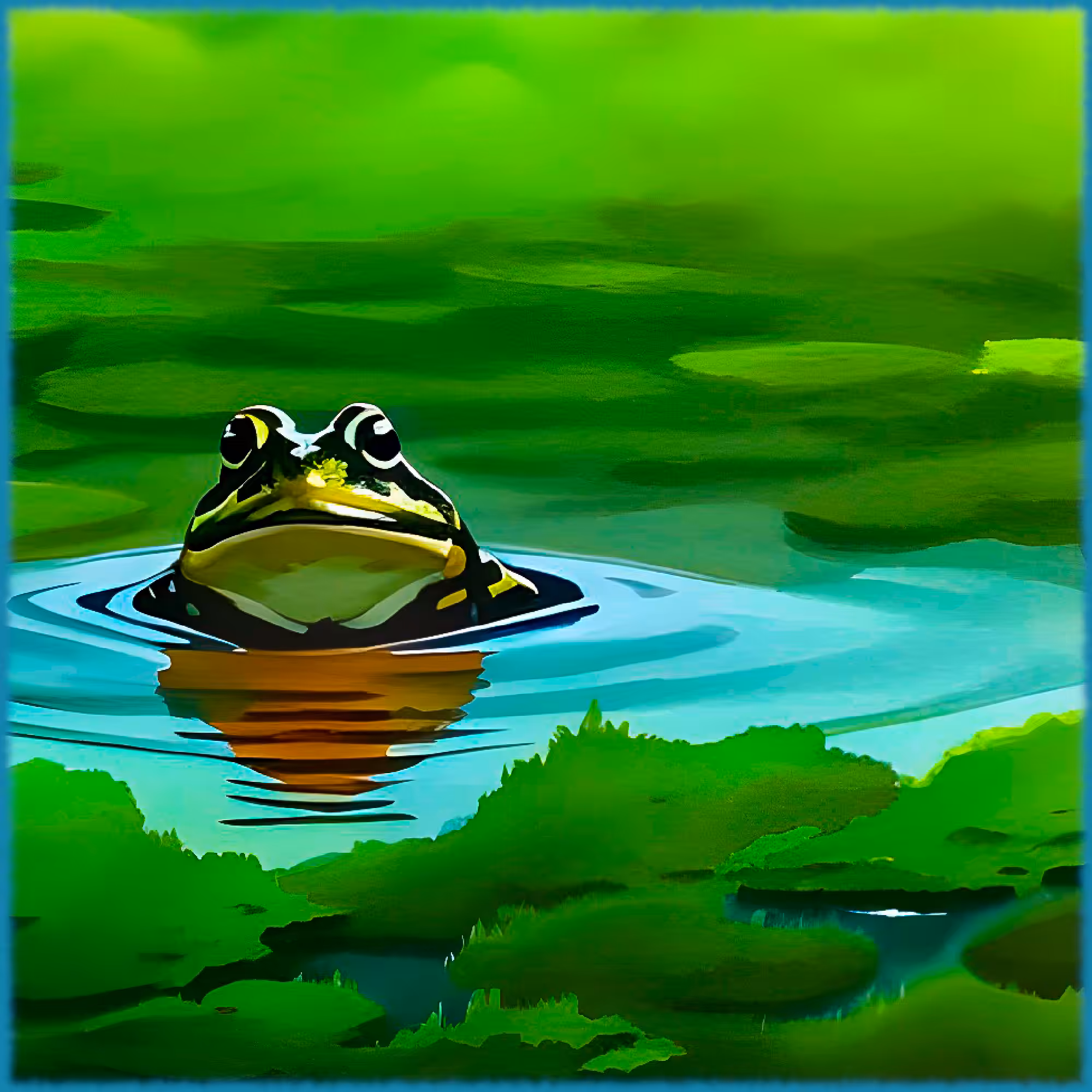 A frog in the lake