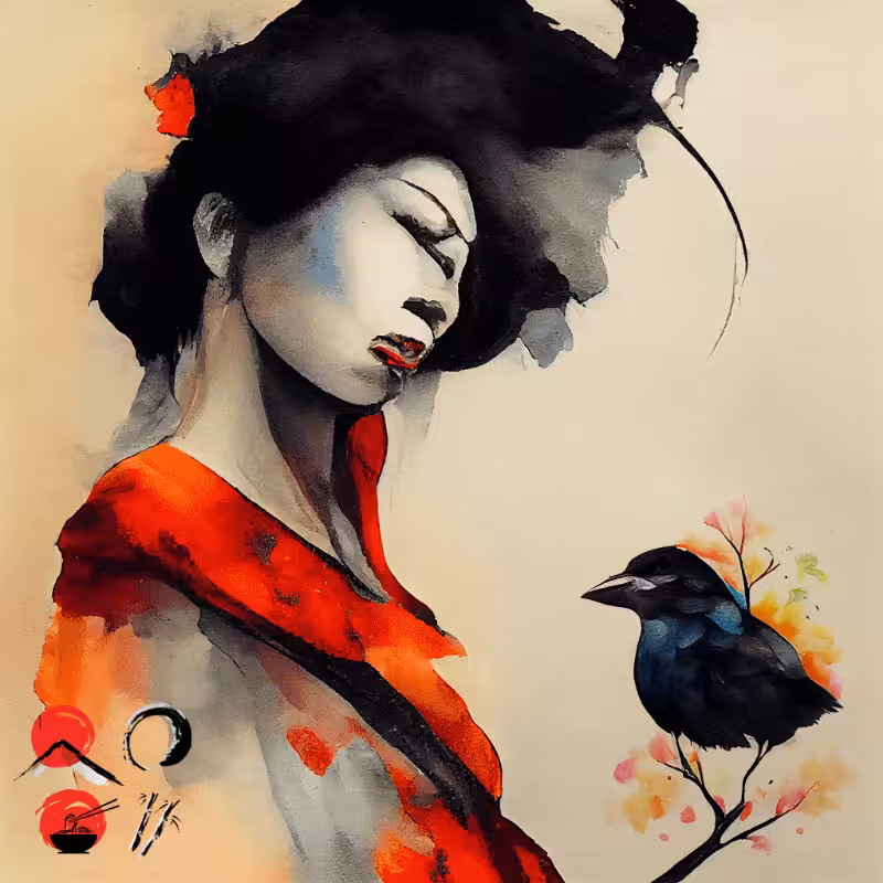 Geisha And Bird #6