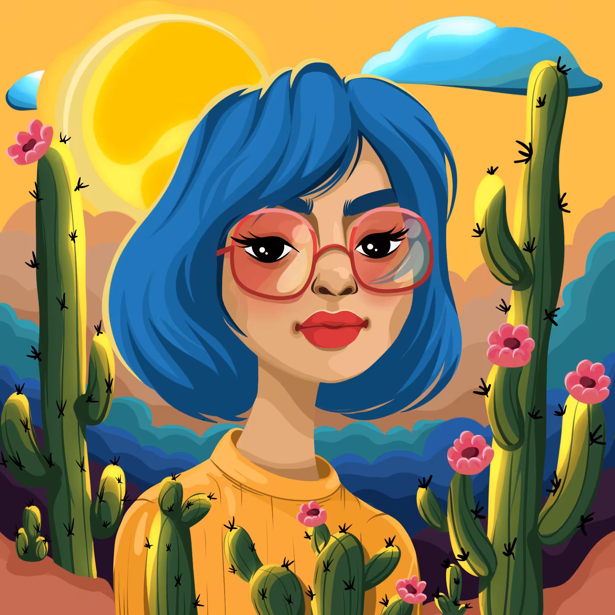 The girl in the cacti