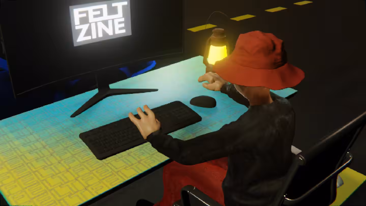 Desktop by Felt Zine: Desktop #328: The Hypebeast in the Black Slim Chair With a Gas Lamp and a Old School Monitor on a Green FELT Zine Table in The Streets