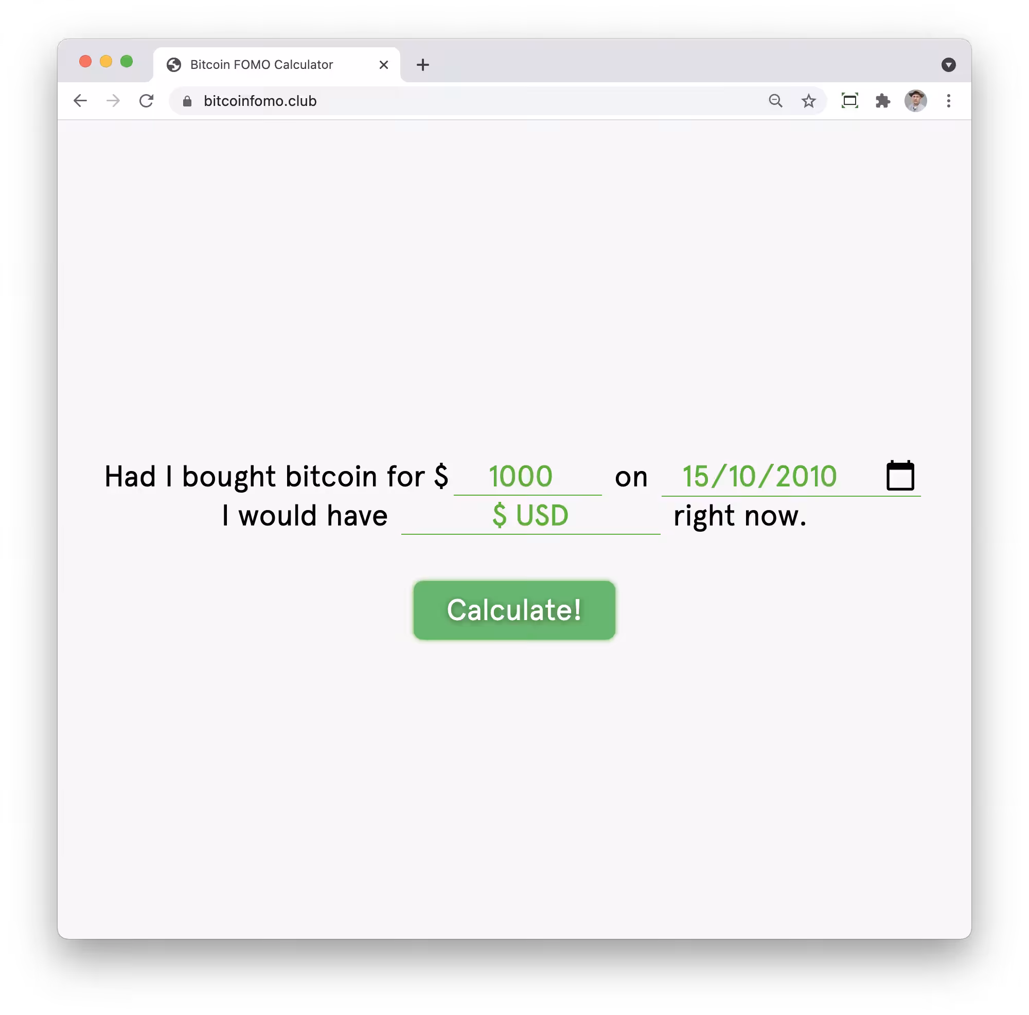 Bitcoin Fomo Calculator