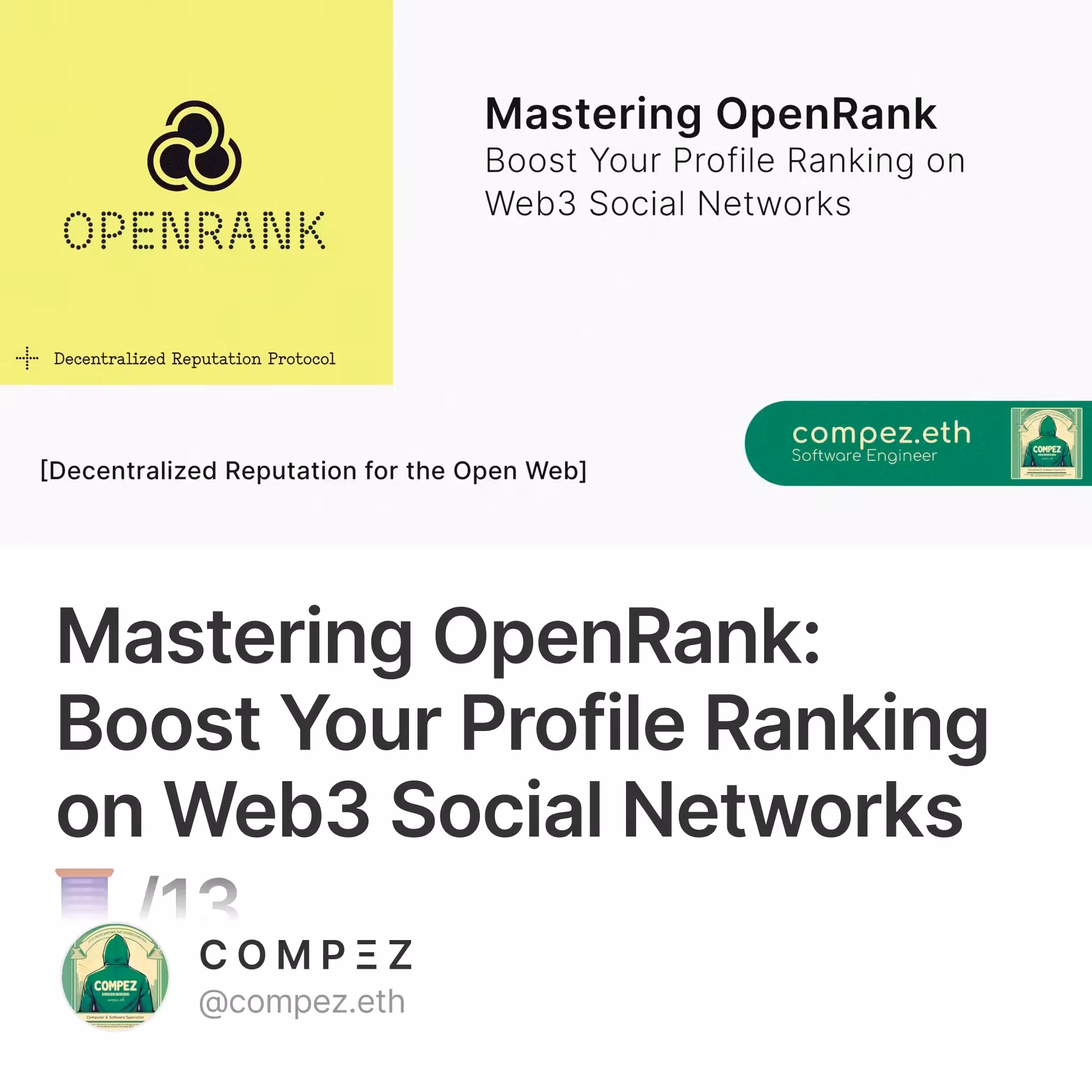 Mastering OpenRank: Boost Your Profile Ranking on Web3 Social Networks 🧵/13
