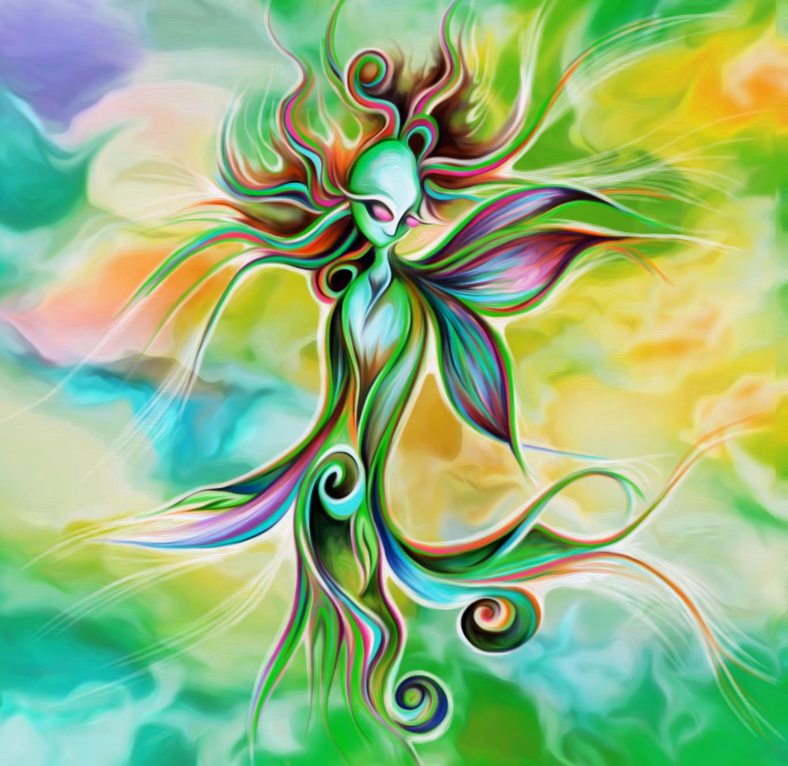 Fairy Among Colorful Clouds