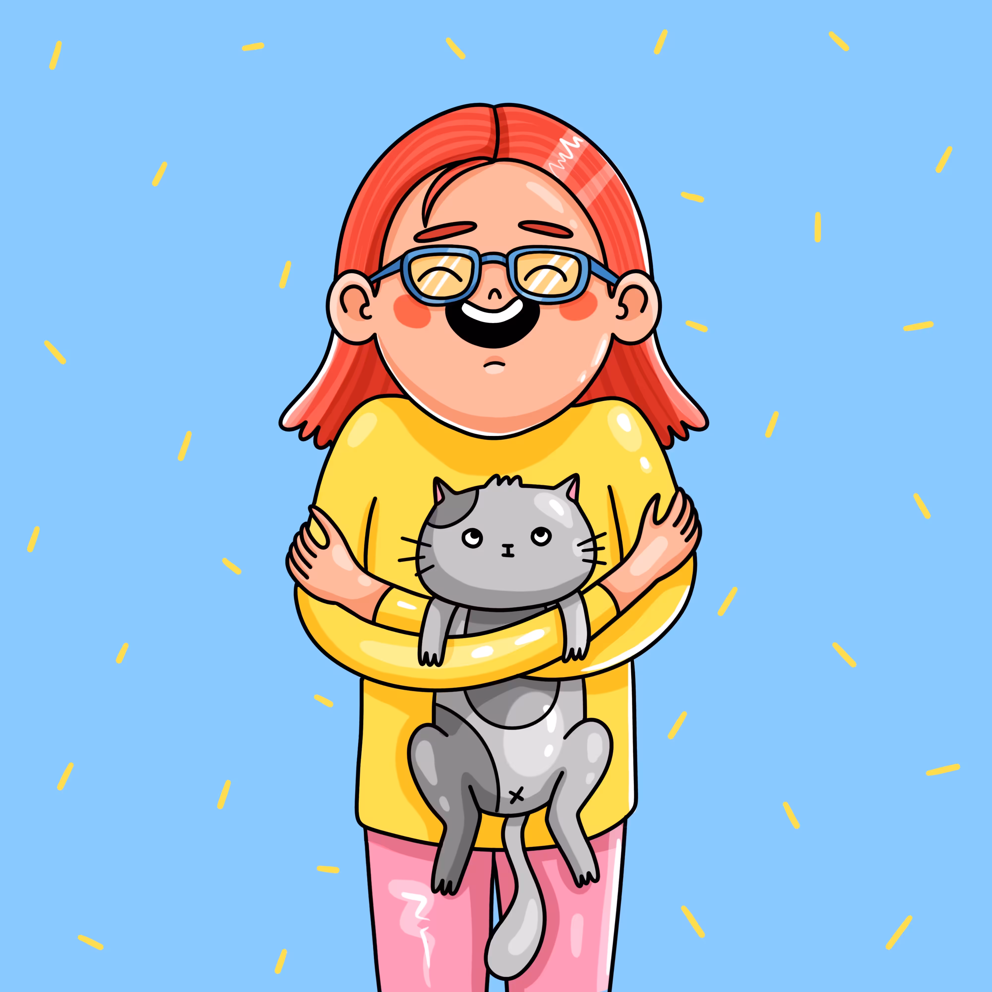 A girl with a kitty