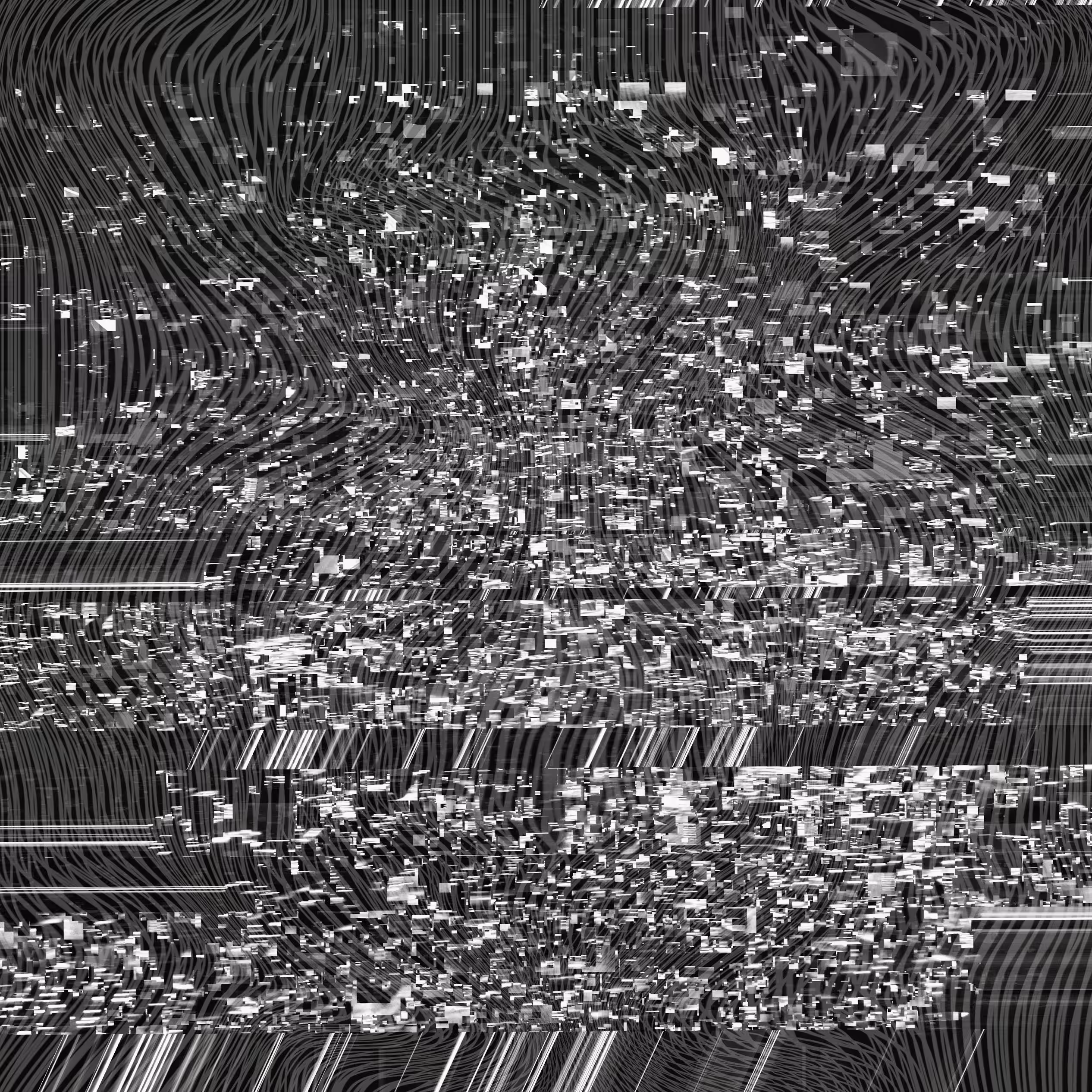 lines and shapes and glitches in monochrome