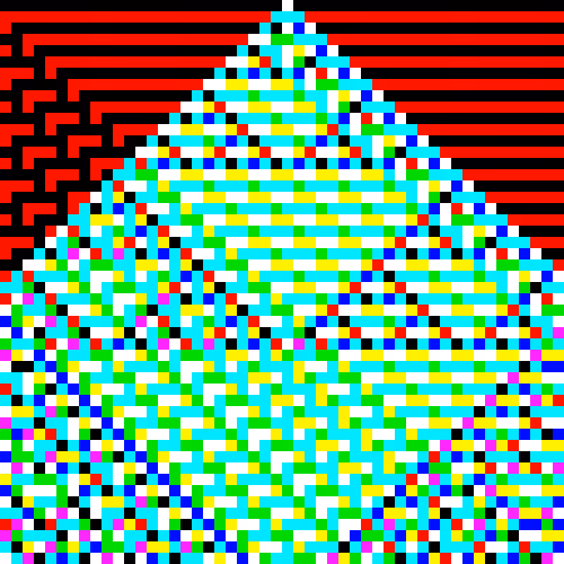 RGB Elementary Cellular Automaton #671
