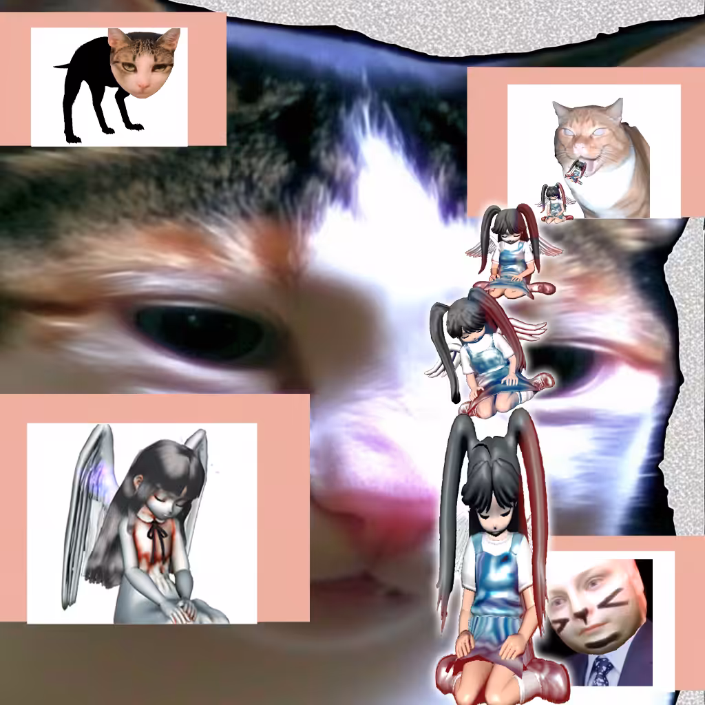 The cat is vomiting an angel