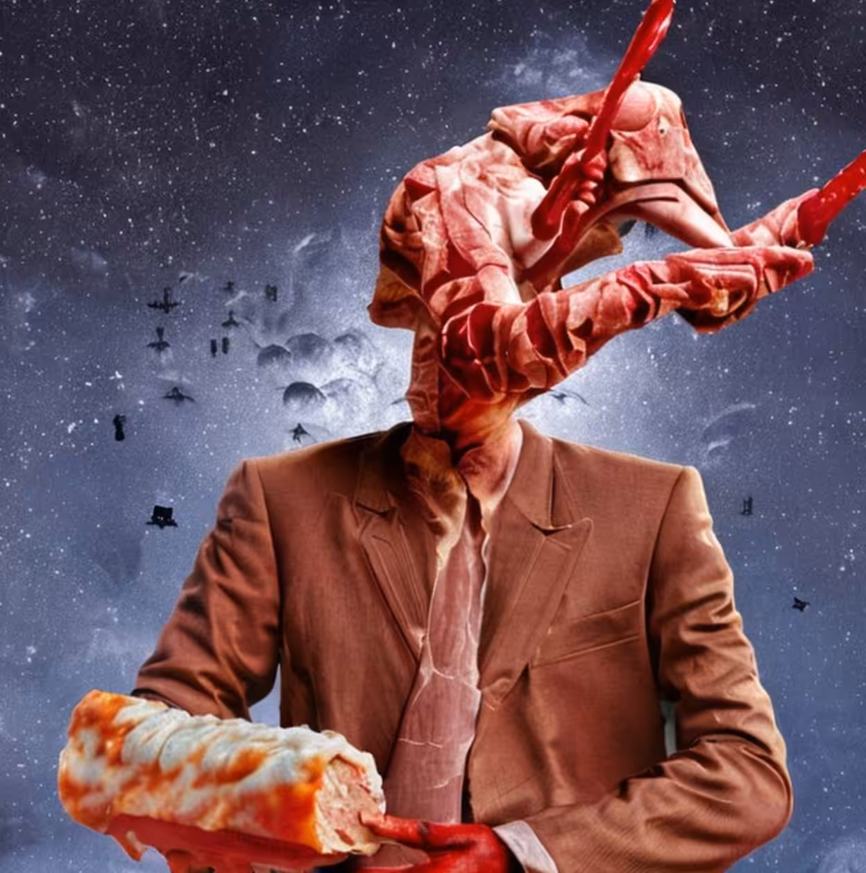 The Salary Man With His Meat Paycheck