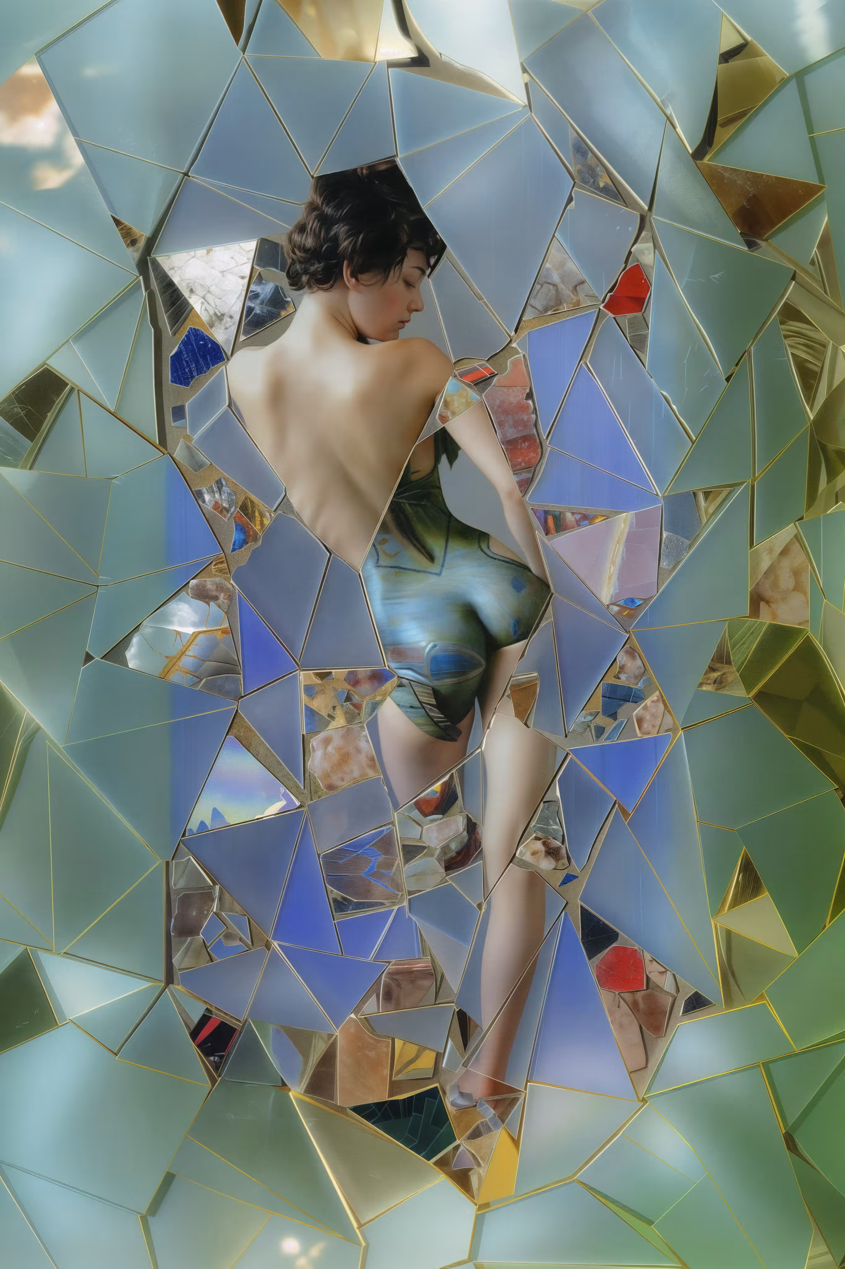 Blue and Green Glass Mosaic