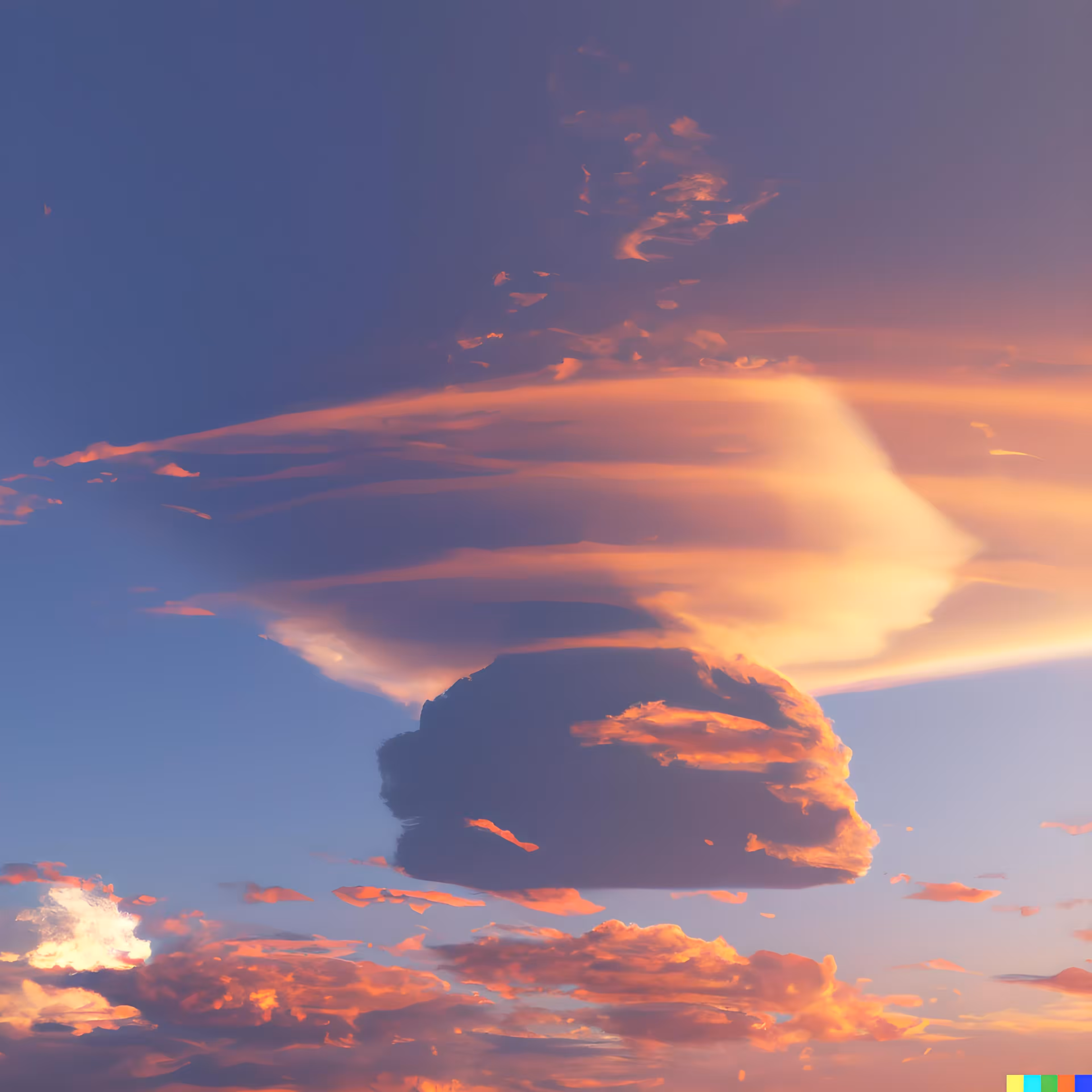 ☁️ 47 -  a sunset with iridescent pyrocumulonimbus cloud