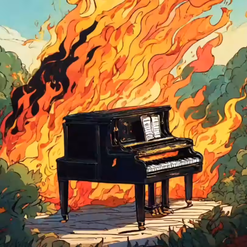 Flaming piano