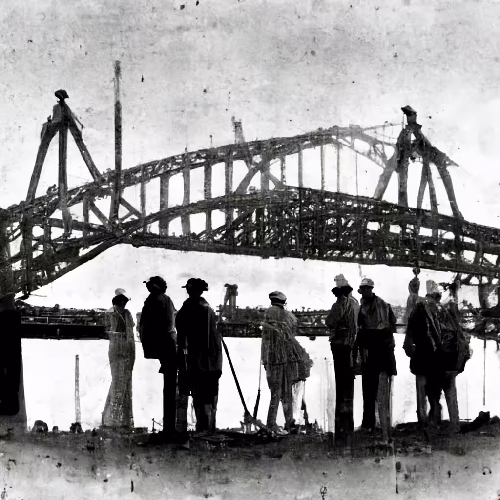 LF002-238-Bridge construction onlookers