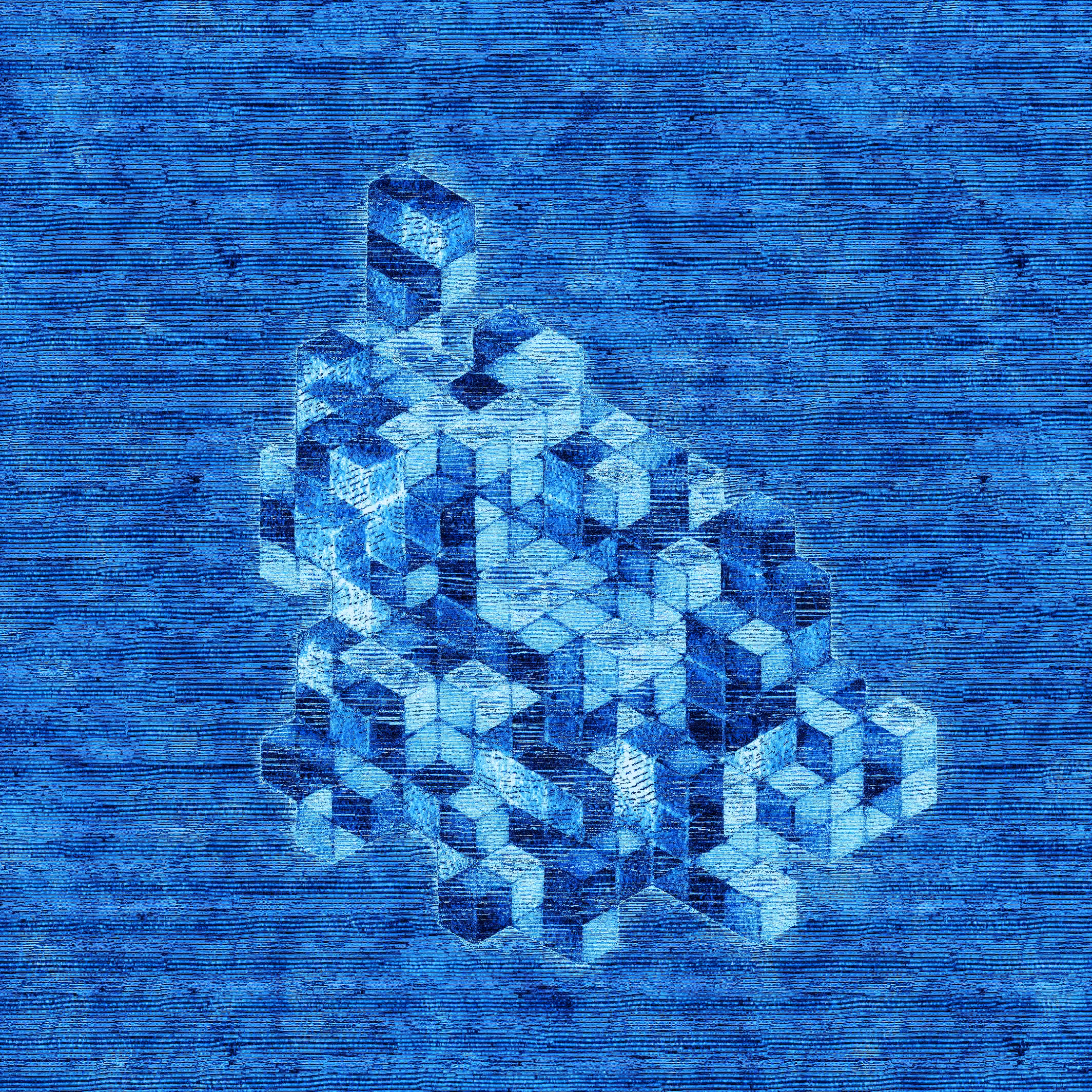 Inked Isometric 3D Cubes Inverted