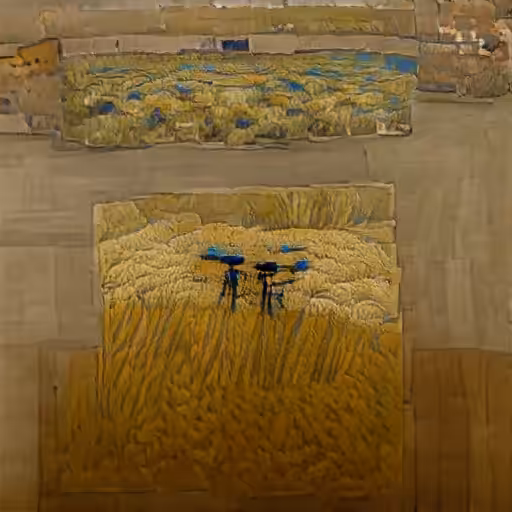 in Van Gogh wheatfields with drones