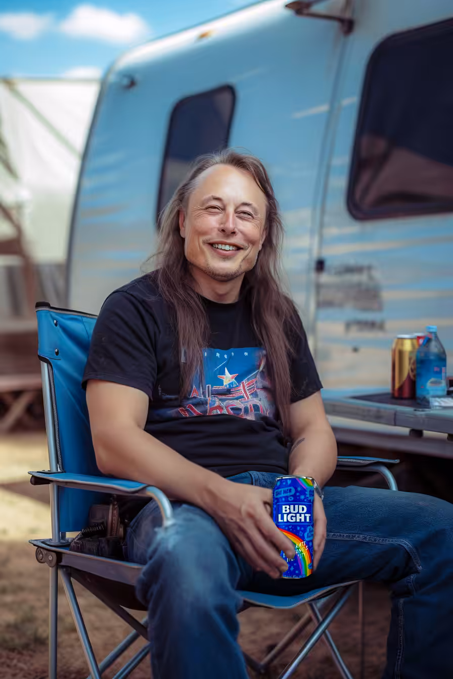 Elon Musk enjoying a bud light 
