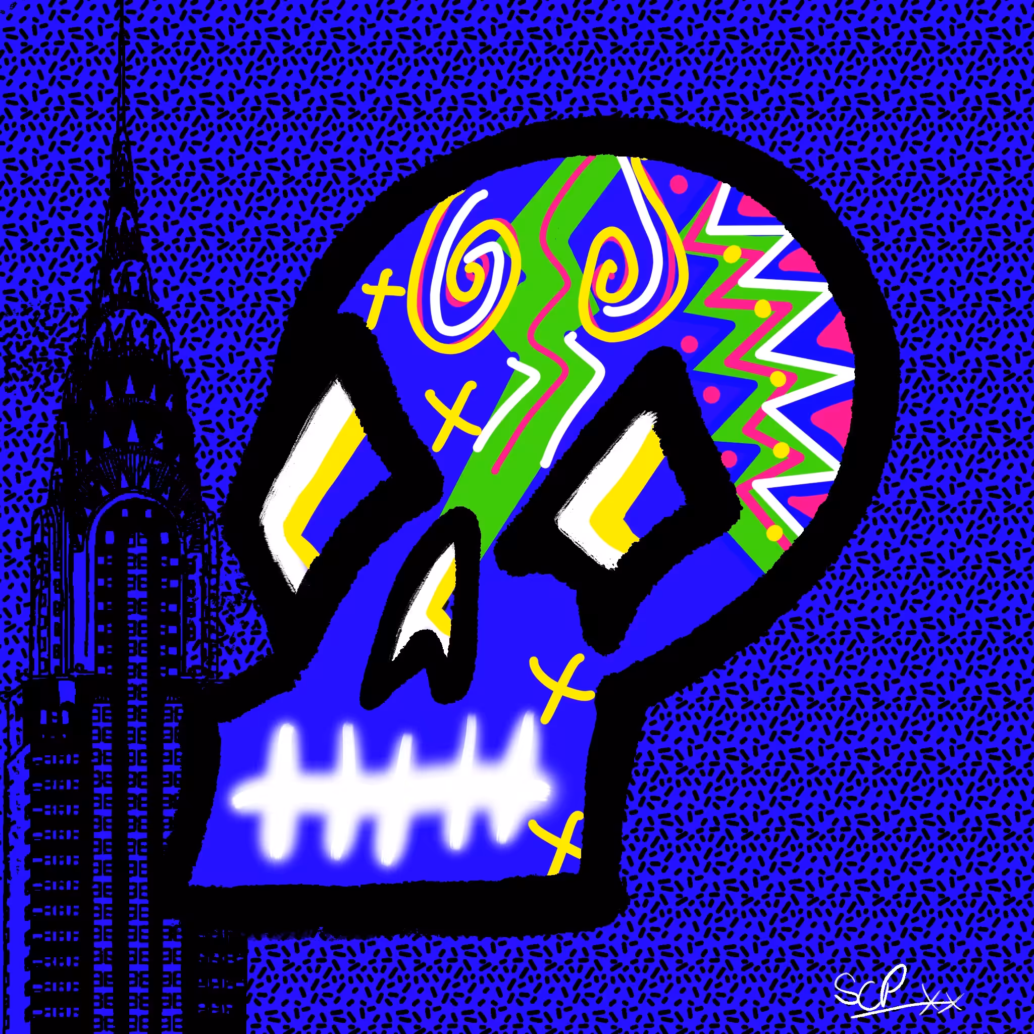Vintage Crazy Skull ArtWork