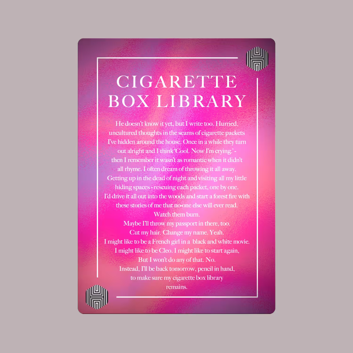 POETRY CARDS VOL 1 | META/VERSE: 021 - CIGARETTE BOX LIBRARY