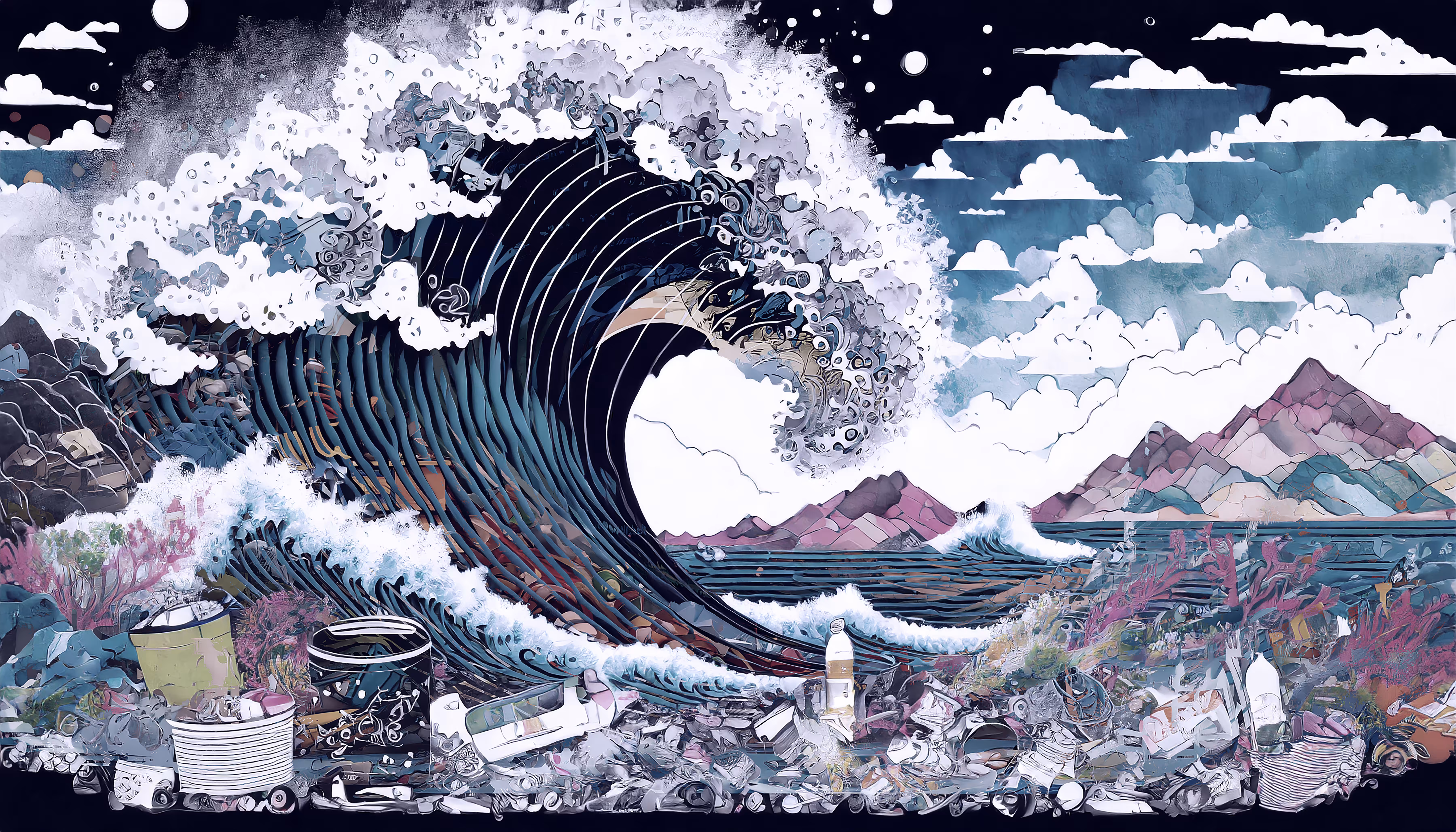 The Great Rubbish Wave off Kanagawa