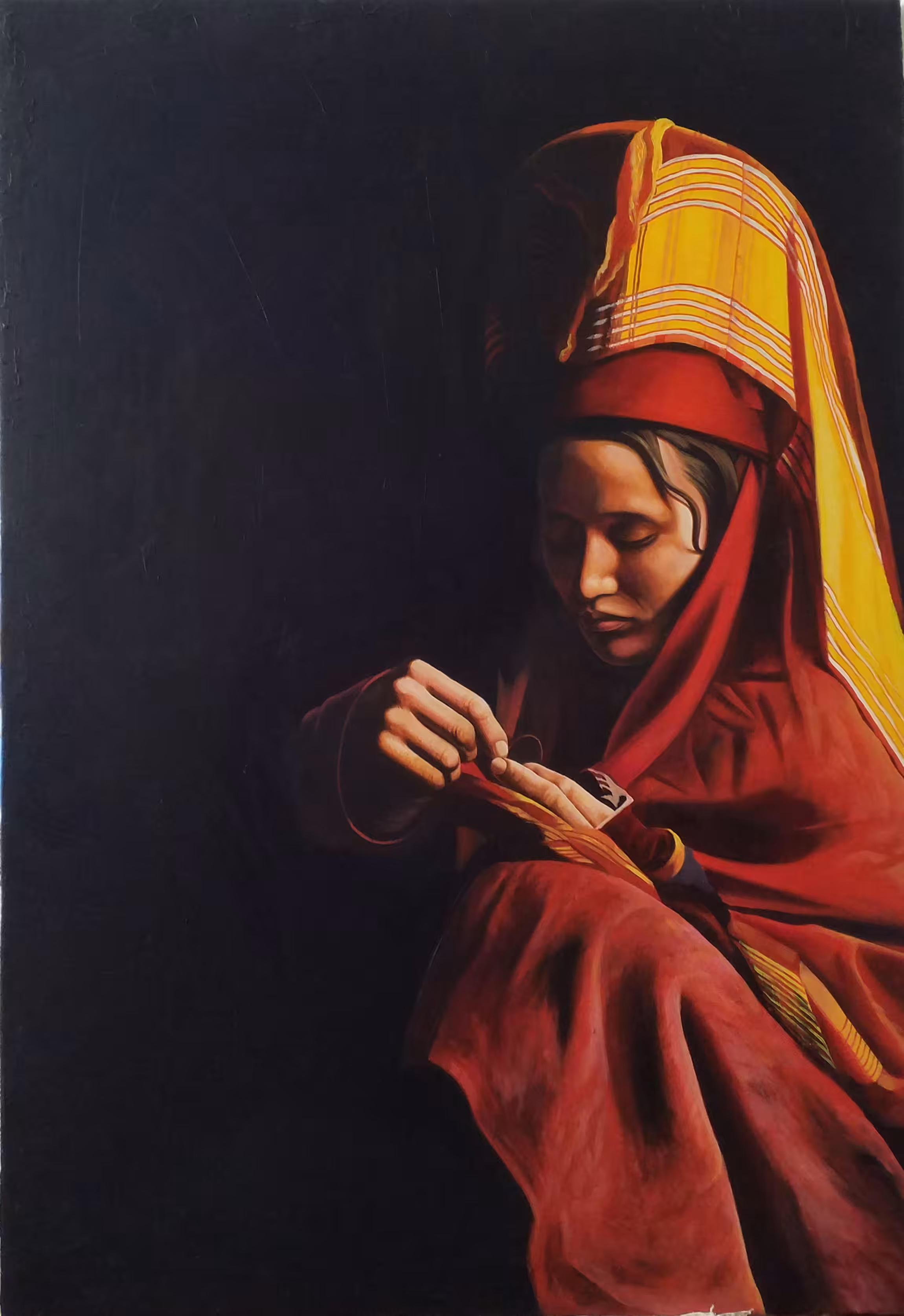 Afghan woman sewing