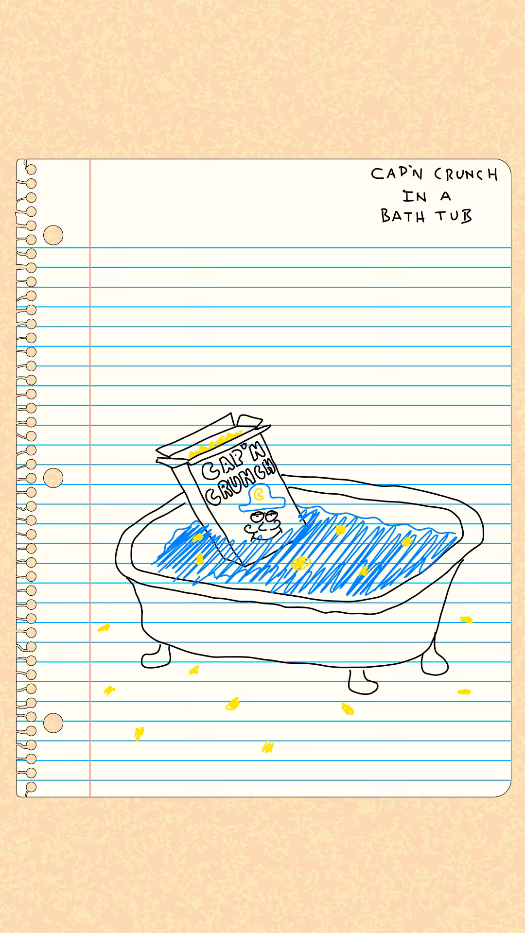 cap'n crunch in a bath tub