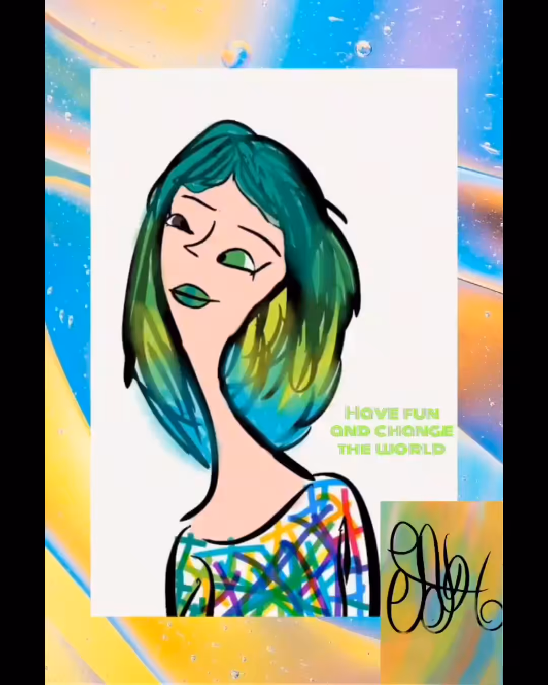 Long Neckie Character Card Ombre 1/2