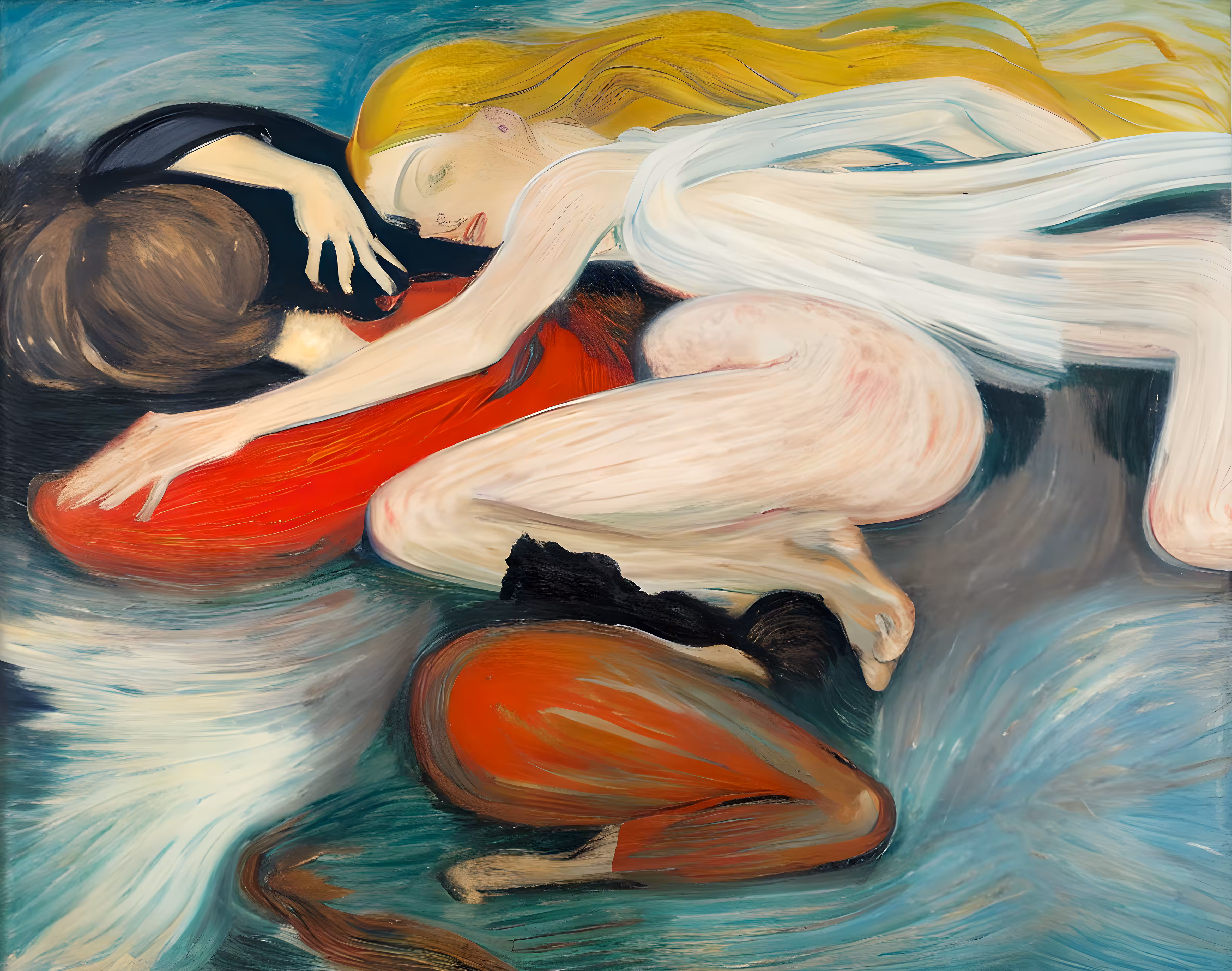 ! "Dreams of the Ocean Abyss: Naked Women and a Man"