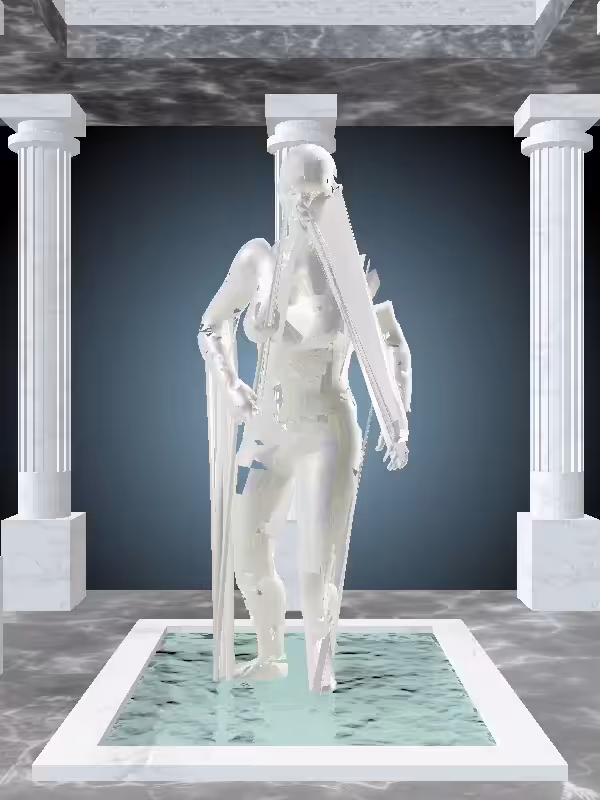 HeavenComputer: The Injured Glitter Bluish Gold Woman #7237