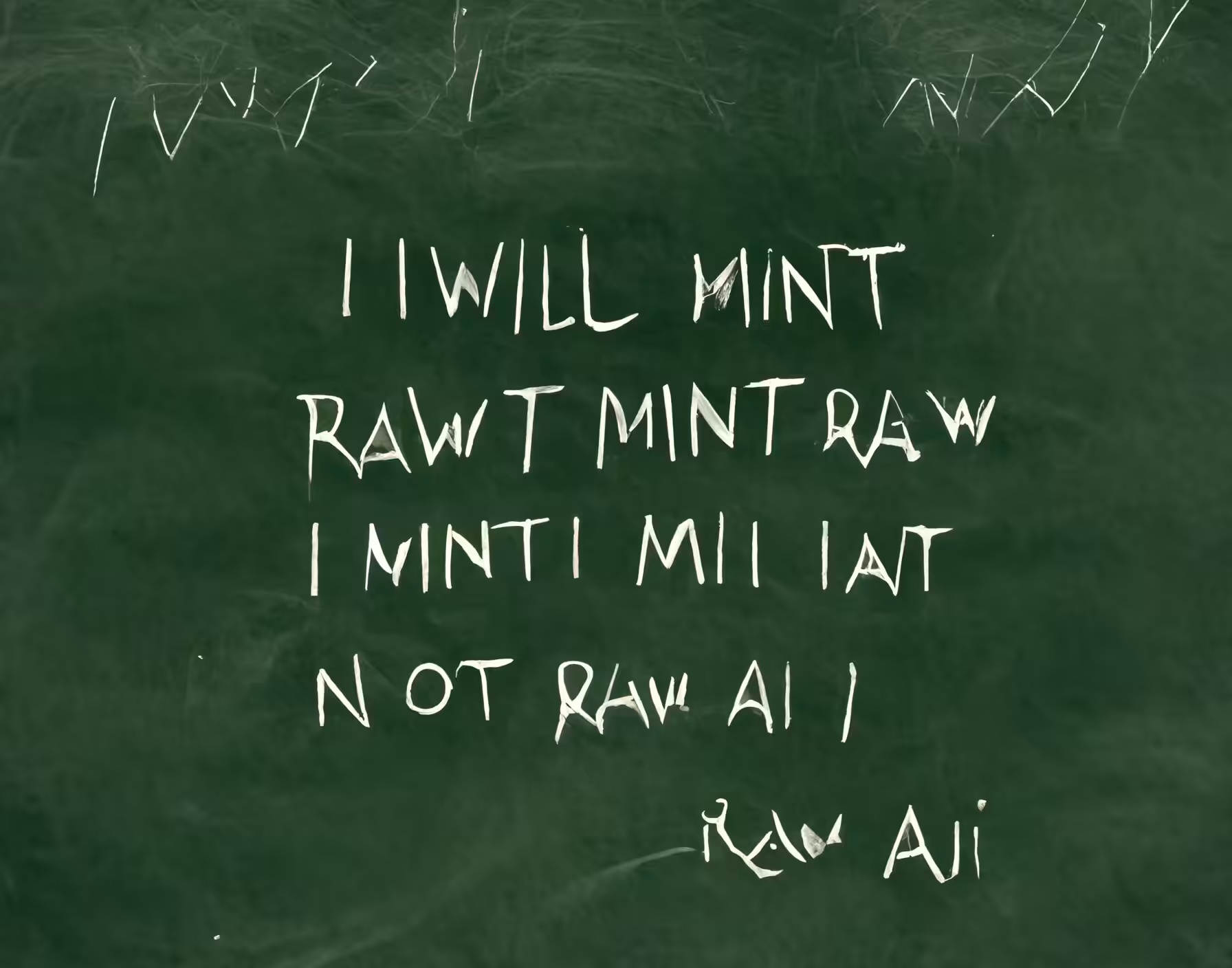 "I will not mint raw AI. I will not mint raw AI. I will not mint raw AI."