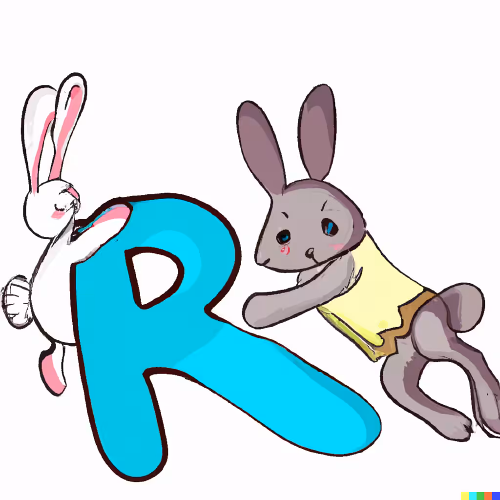 Rabbits playing with Letter R 