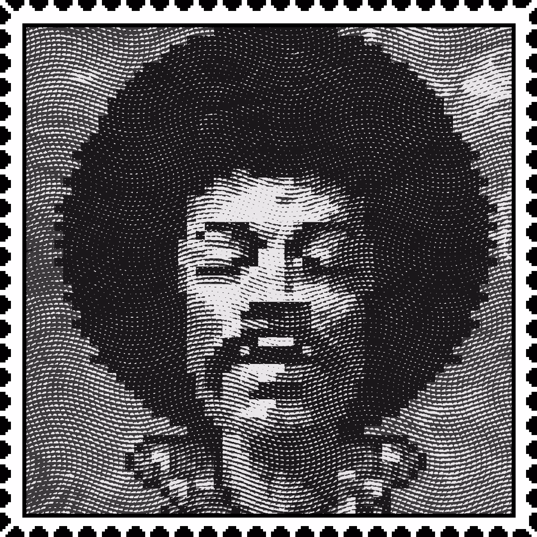 Jimi Hendrix 'B&W' caricature stamp