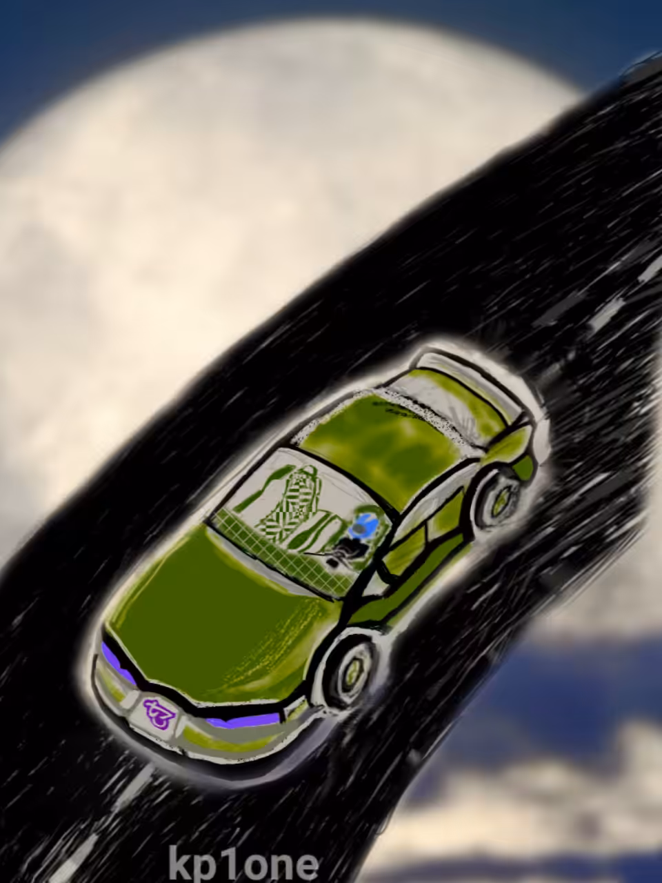 Traveling on the moon-green