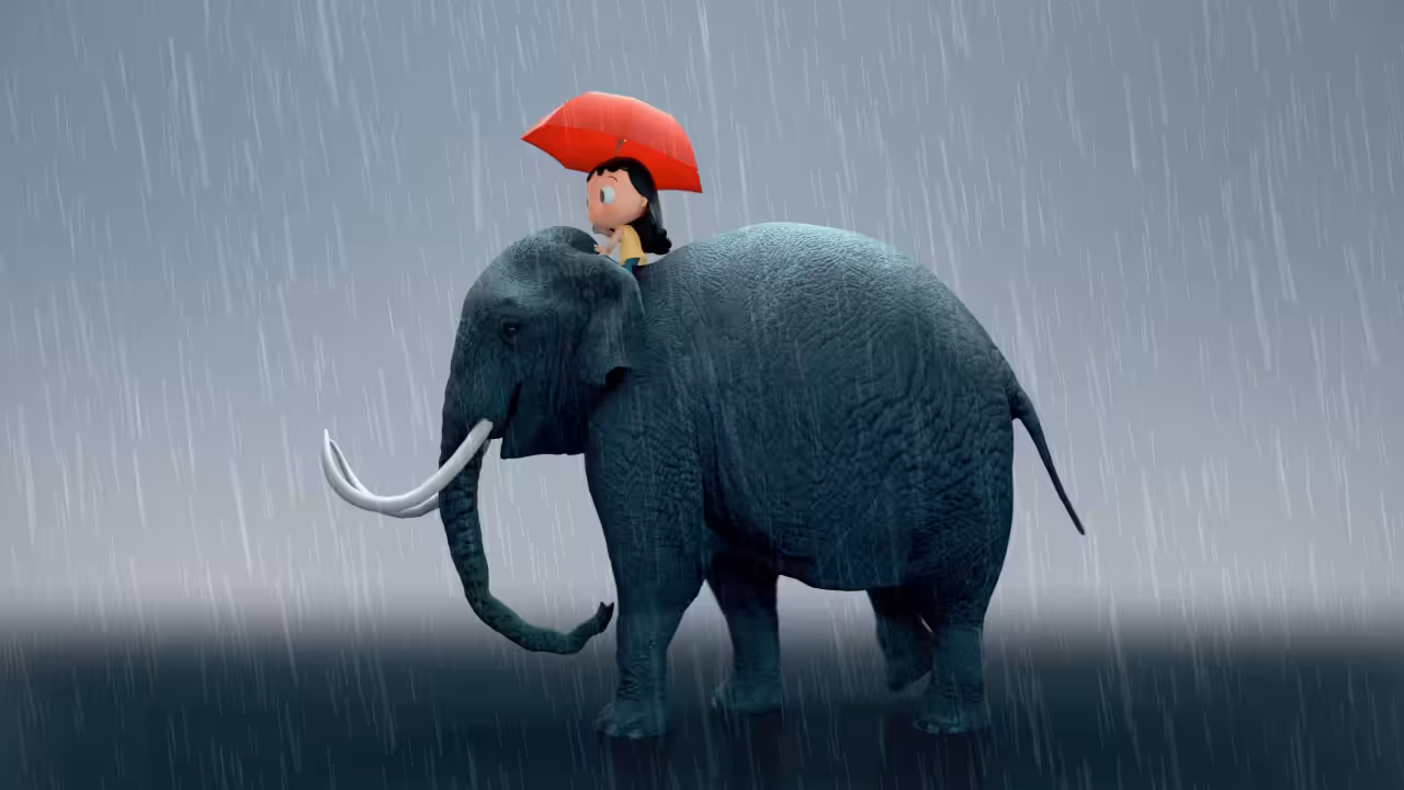 Friends in the rain