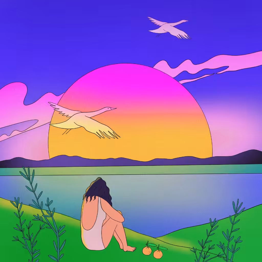 Girl with a view of the lake