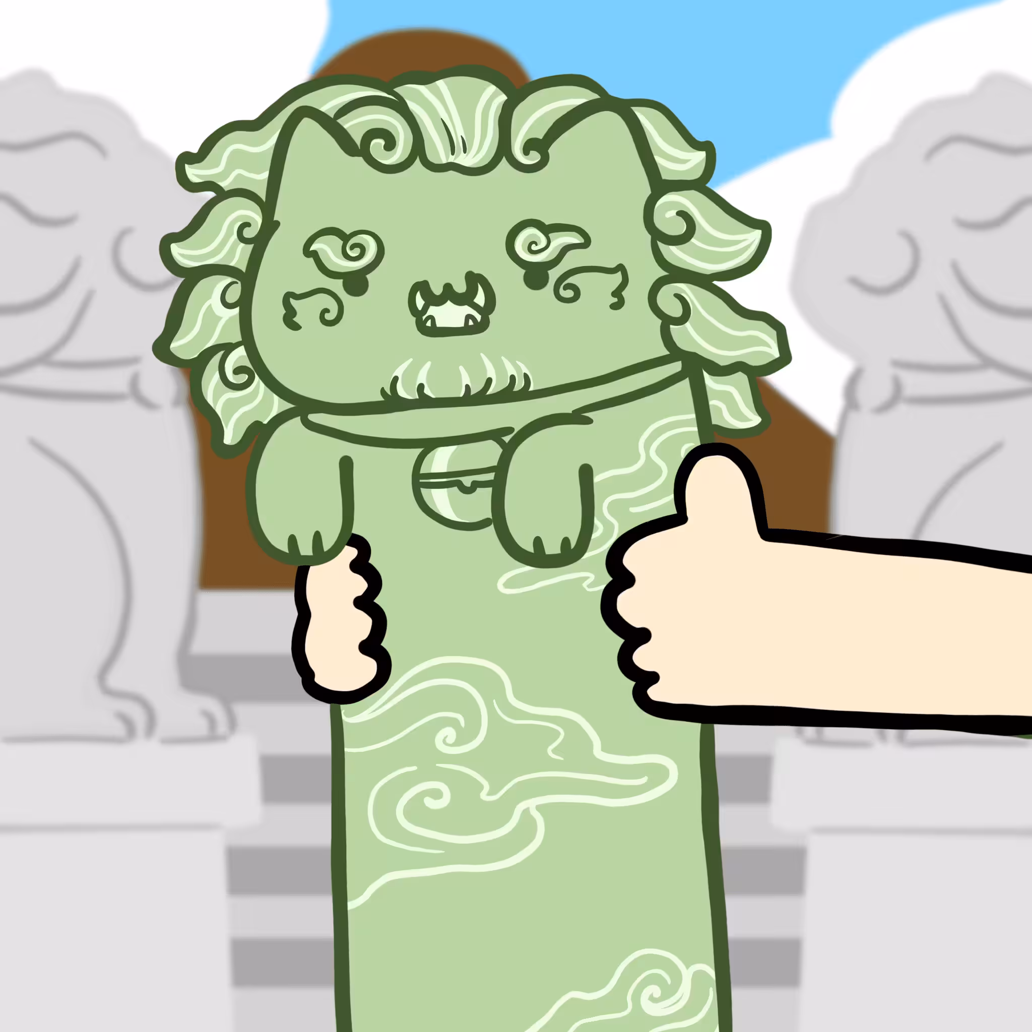 Long Long Cat: Long long jade Lion cat #142